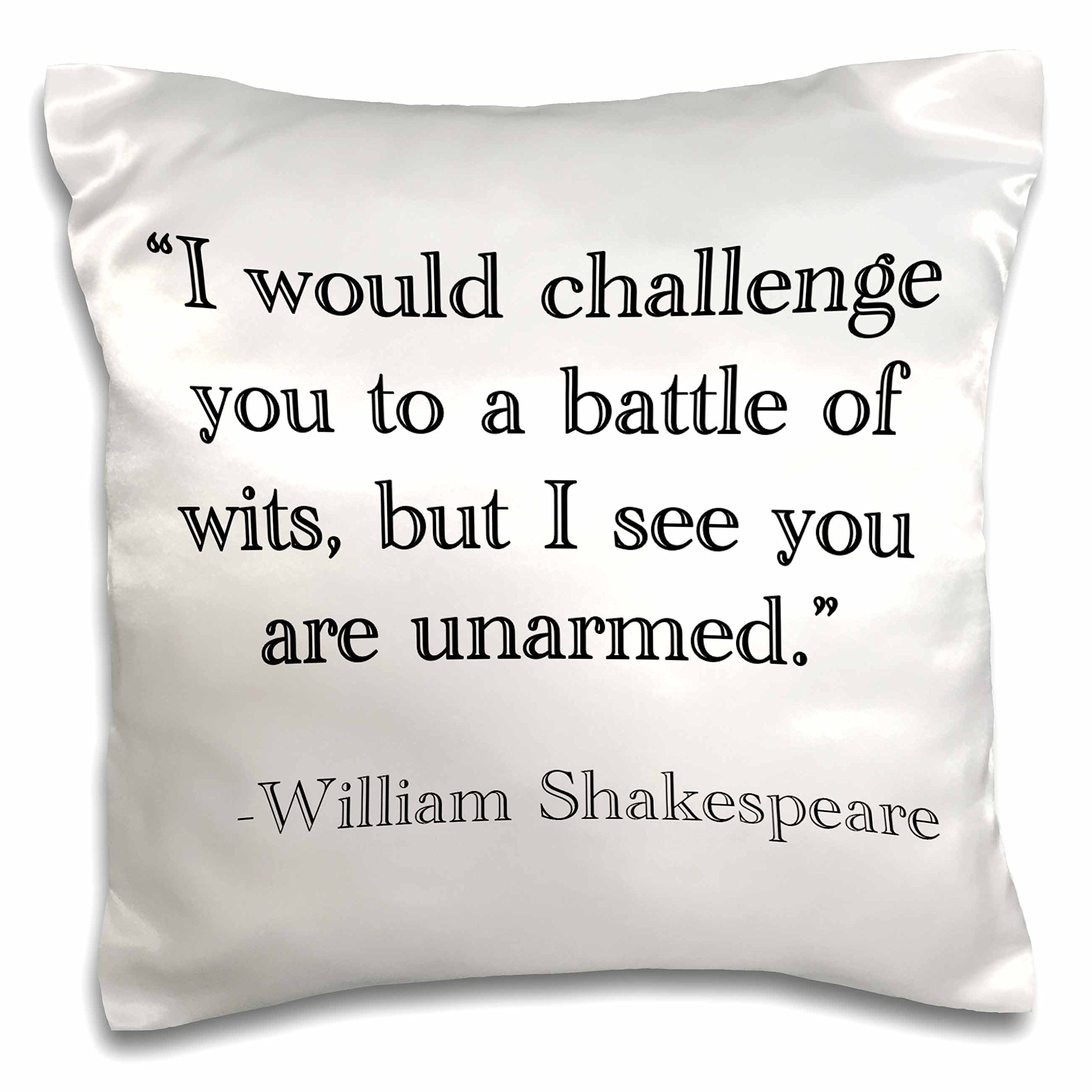 3dRose Funny Battle of Wits Quote Pillow Case - 16x16 Inch Humor Home Decor for Living Room, Bedroom & Gifts
