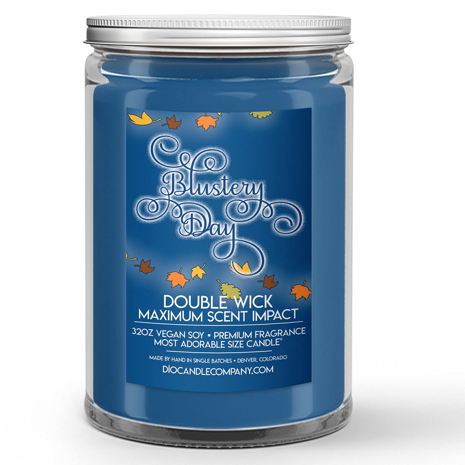 Blustery Day Scented Soy Candle (32oz) - Fall Leaves & Petrichor Aroma for Cozy Autumn Evenings, Home Decor, and Relaxation
