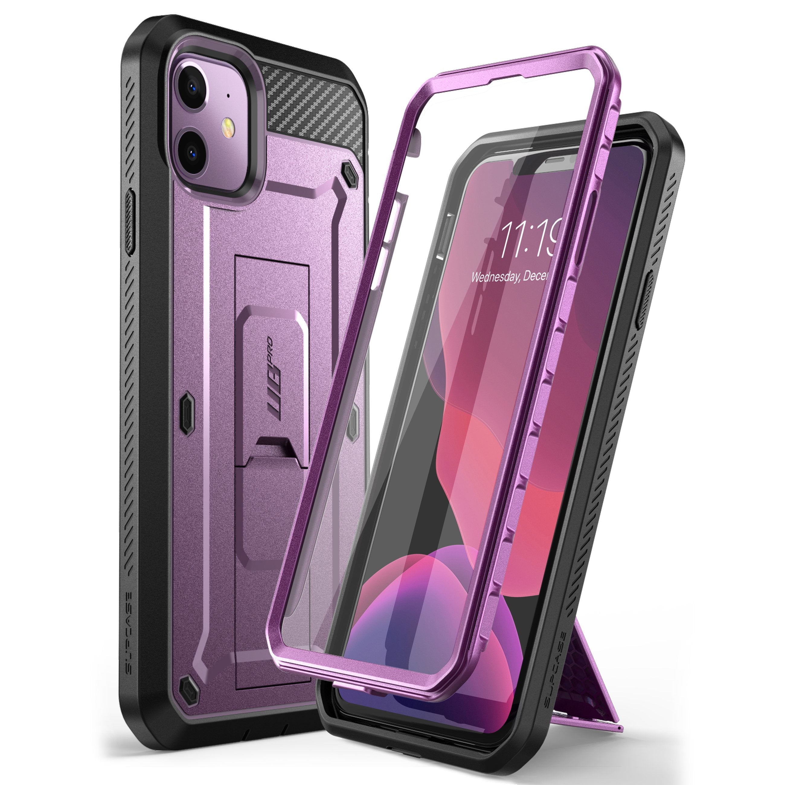 iPhone 11 6.1 Inch Shockproof Case - Unicorn Beetle Pro Series Rugged Protective Cover with Built-in Screen Protector, Metallic Purple | Perfect for Outdoor, Work & Extreme Sports Protection