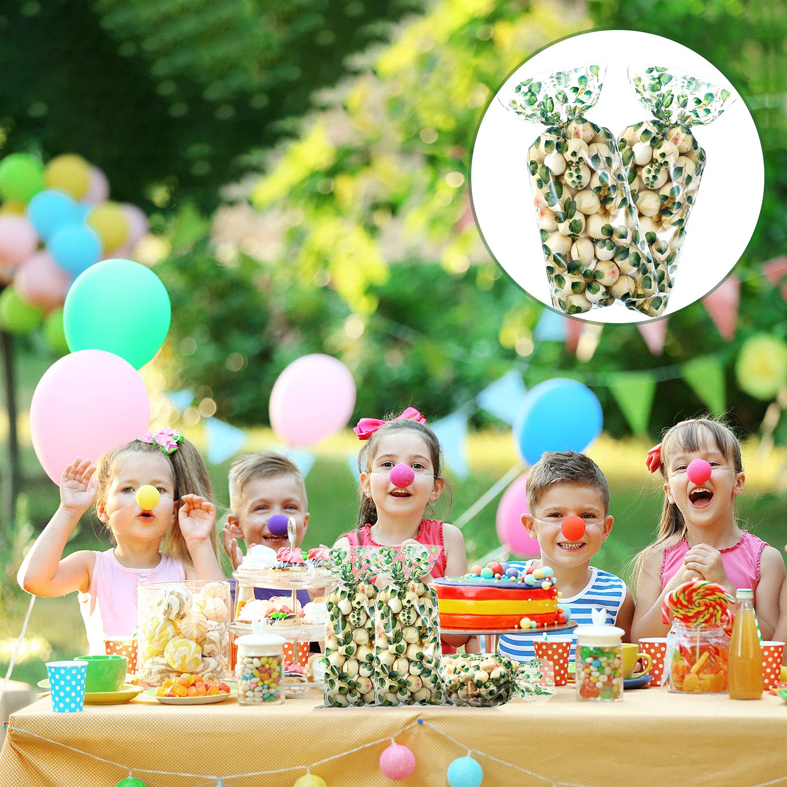 100-Piece Eucalyptus Cellophane Treat Bags for Baby Showers, Birthday Parties & Candy Favors - Decorative Party Supplies for Gifts, Snacks & Goodies - Perfect for Baby Showers, Weddings & Holiday Celebrations