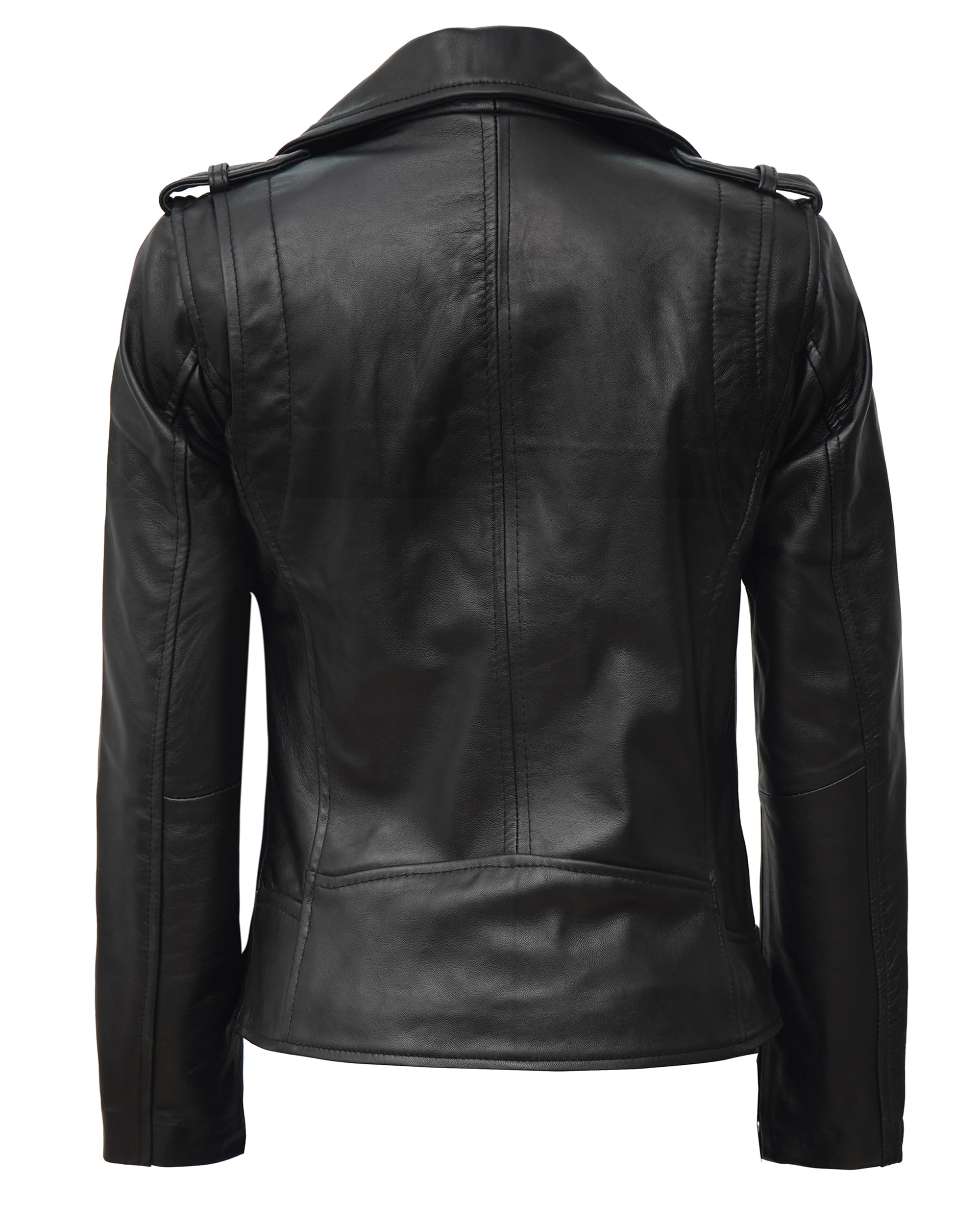 Decrum Genuine Lambskin Leather Jacket for Women - Asymmetrical Biker Style Fashion Jacket | Perfect for Casual Outings, Night Out, and Motorcycle Riding