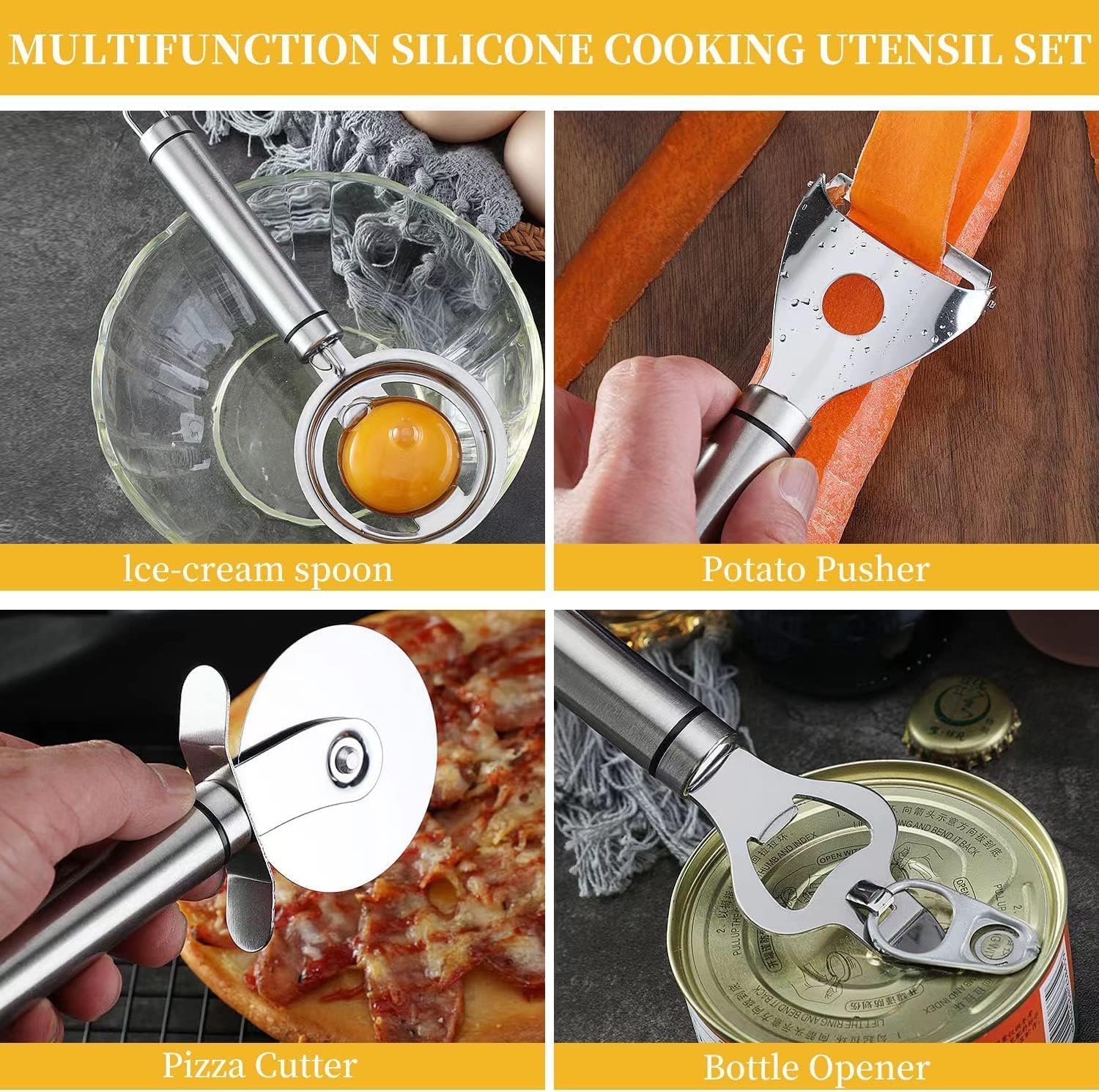 Nonstick Silicone Kitchen Utensil Set - 46pcs Cooking Tools for Pots & Pans