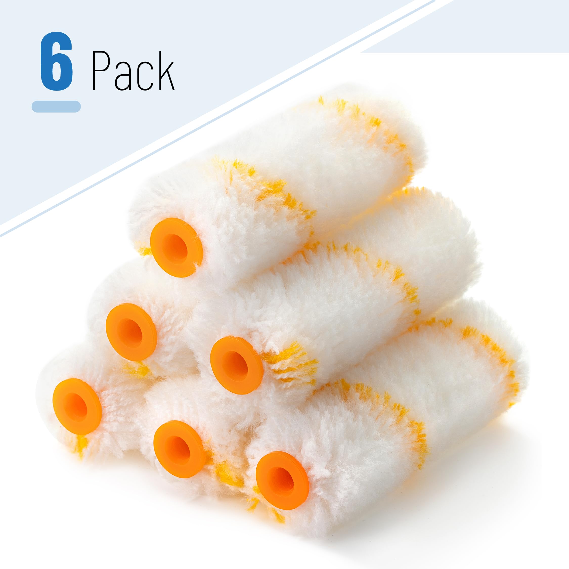 Bates 4-Inch Paint Roller Covers - 6 Pack High Density Foam Rollers for Smooth Painting - Perfect for Walls, Ceilings, Furniture & DIY Home Projects