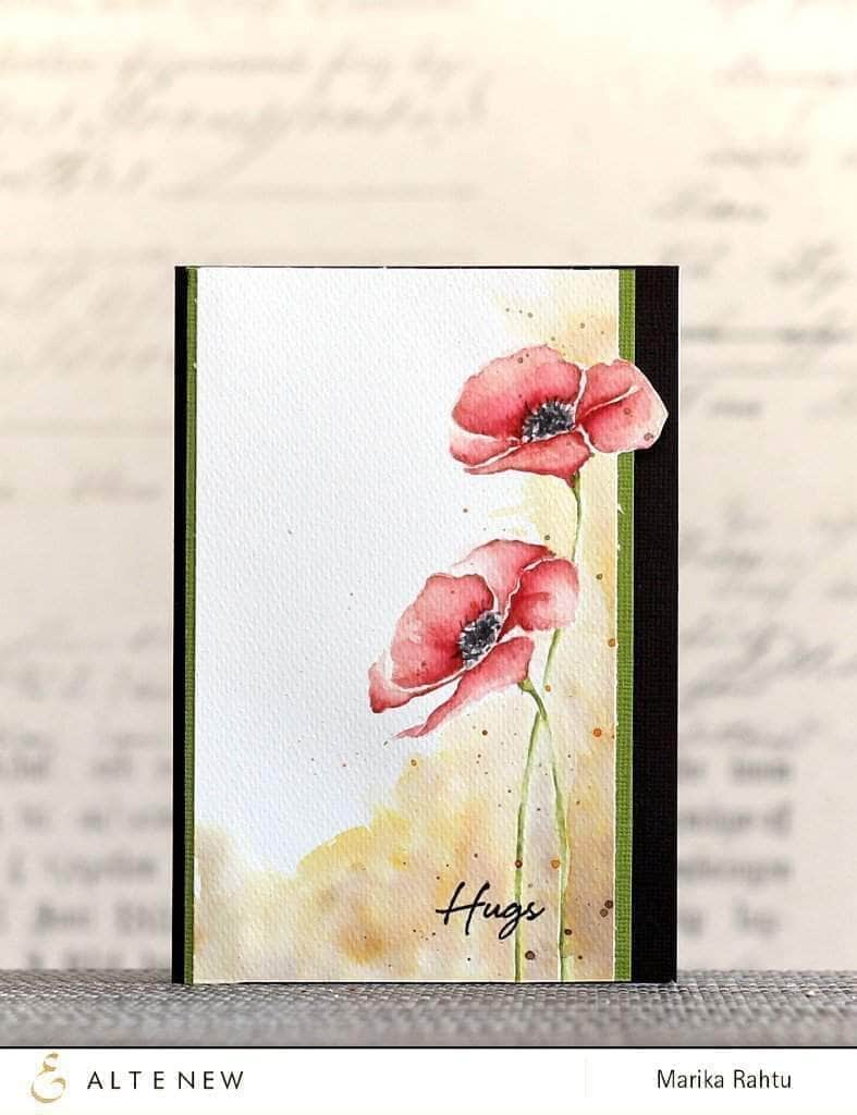 Handmade Painted Poppy Rubber Stamp Set for Card Making, Scrapbooking & DIY Crafts - Floral Botanical Design for Greeting Cards, Journals, and Home Decor