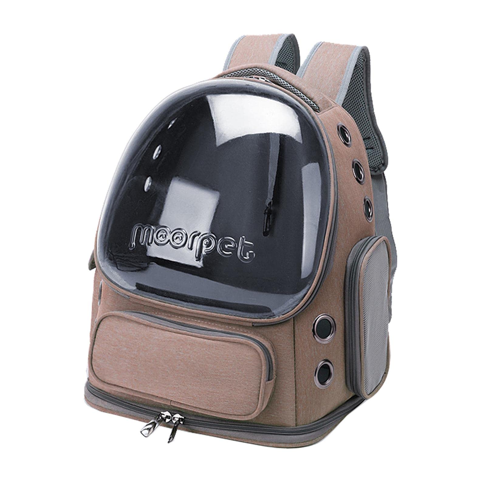 Enakshi Transparent Cat Carrier Backpack for Small Pets - Portable & Lightweight for Hiking, Travel, Vet Visits | Pet Supplies for Cats & Small Dogs | Durable Khaki Tote with Ventilation Windows