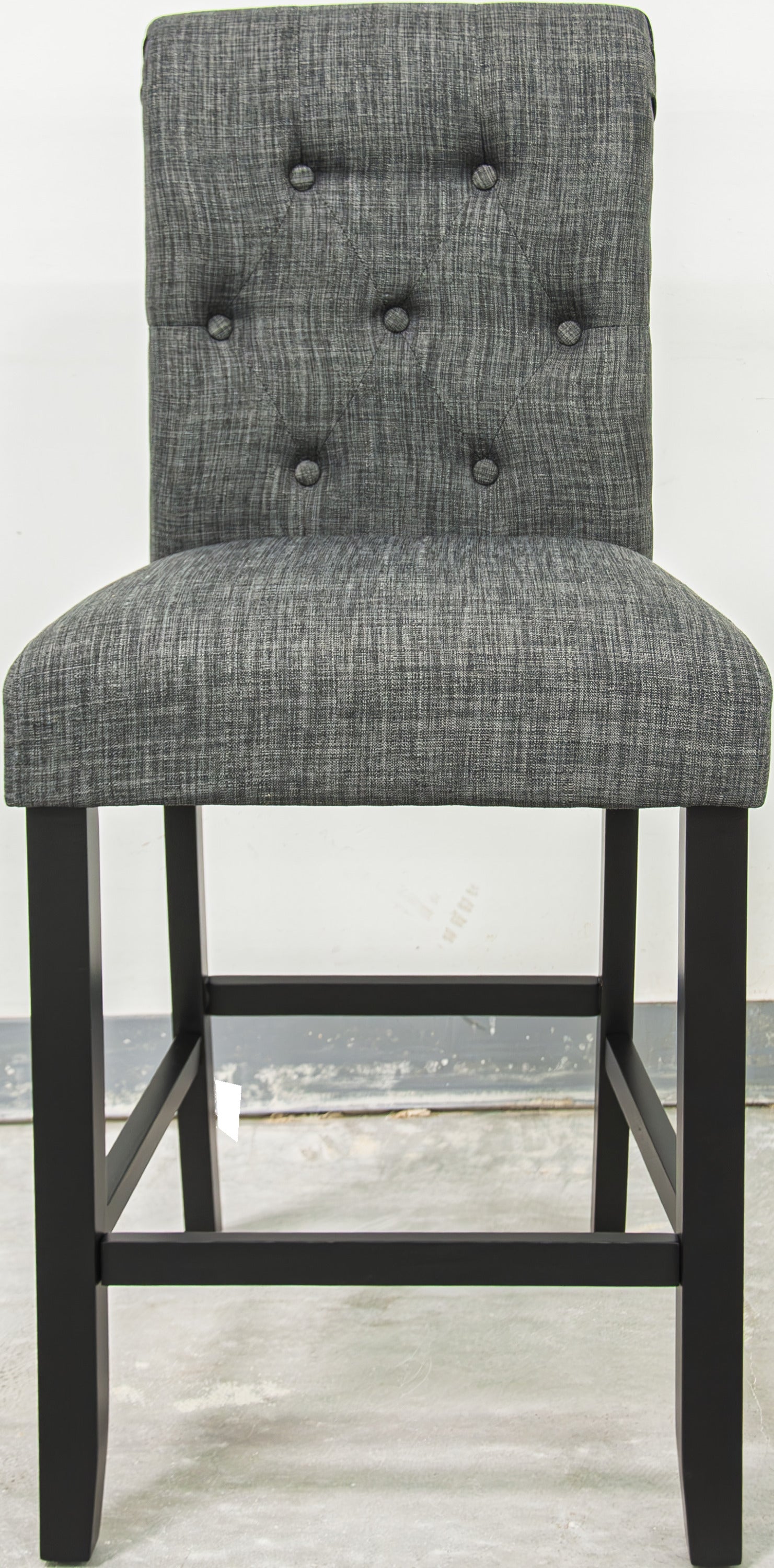 Set of 2 Charcoal Fabric Counter Height Dining Chairs with Plush Cushion & Tufted Back - Modern Kitchen Bar Stools for Breakfast Nook, Dining Room, and Small Space