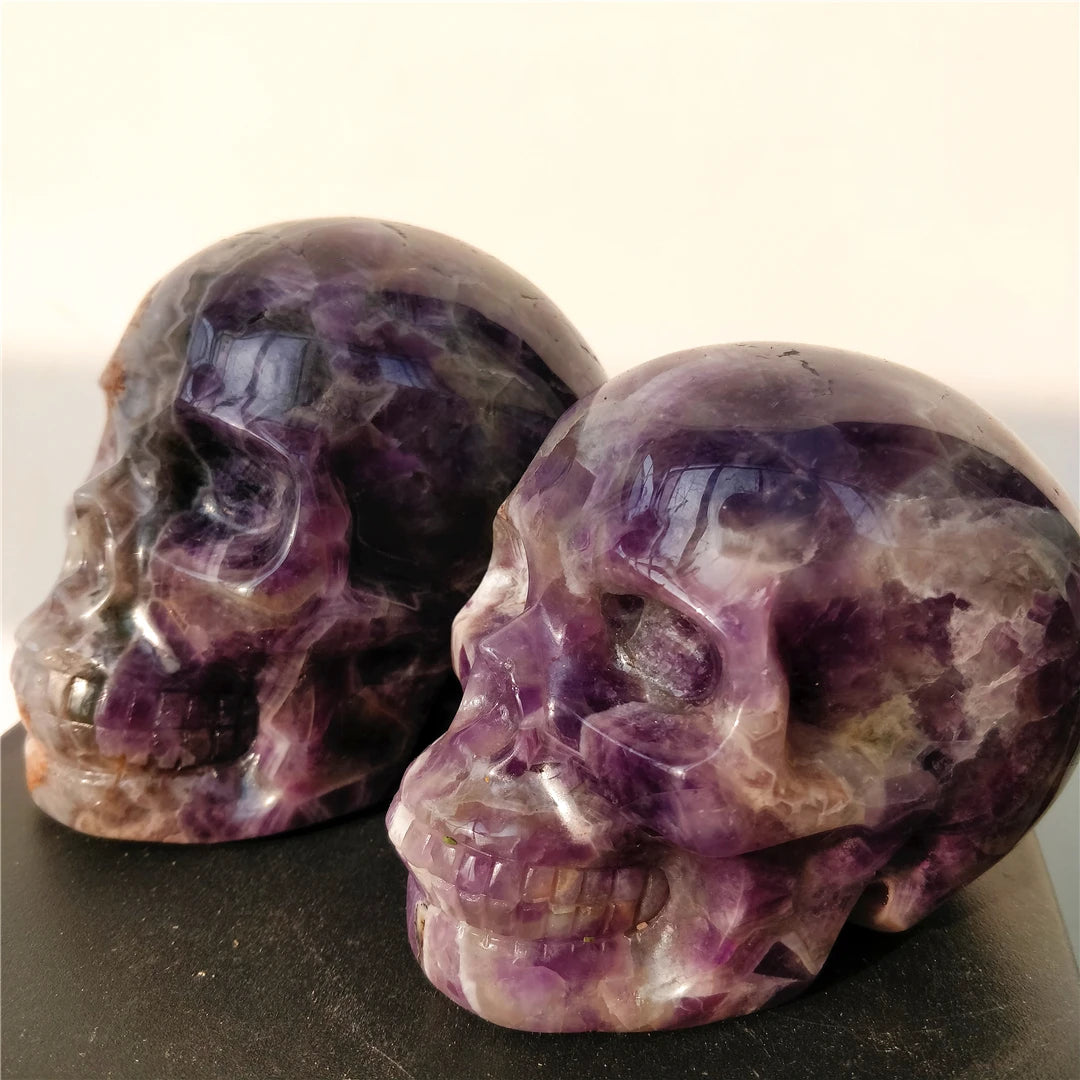 1KG Natural Amethyst Skull - Hand Carved Crystal Decor for Witchcraft, Meditation & Healing | Spiritual Stone Ornament for Home Altar, Office Desk & Gift