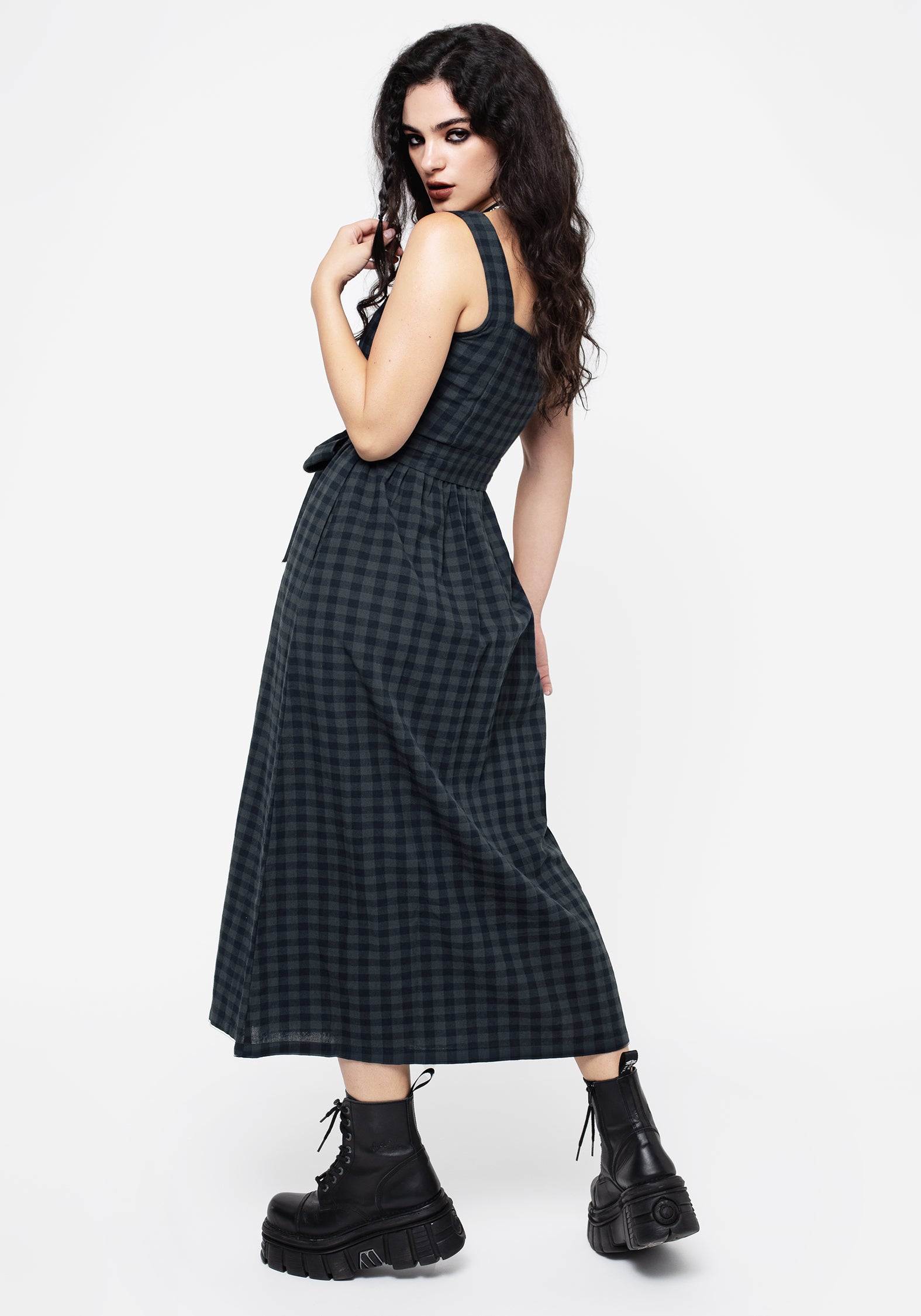 Jeannie Check Cotton Belted Apron Maxi Dress - Stylish & Comfortable Women's Summer Dress for Cooking, Gardening & Outdoor Activities