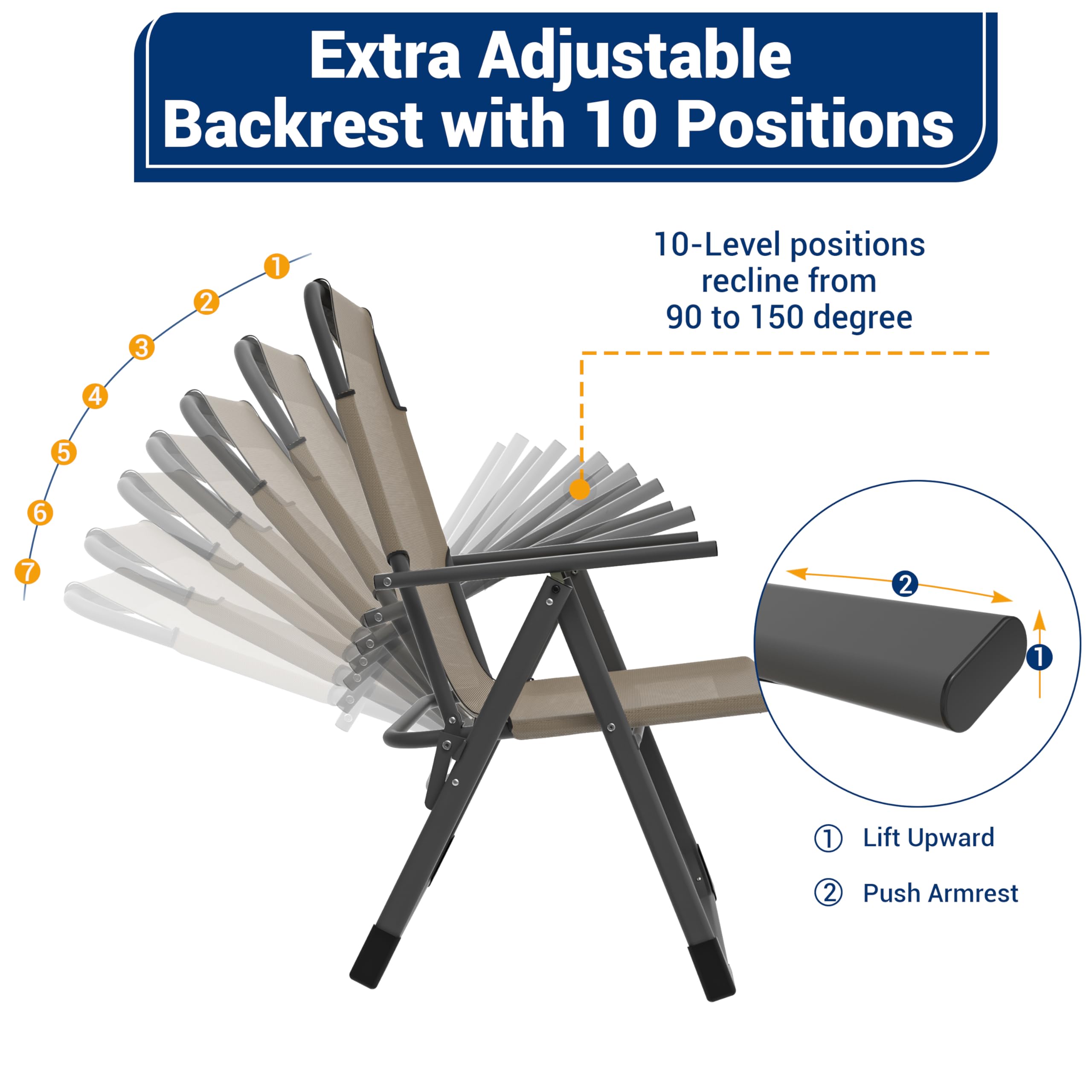 UDPATIO 2-Piece Outdoor Dining Chairs Set - Heavy Duty 300LB Weight Capacity - Weather-Resistant Beige Patio Furniture for Garden, Backyard, Poolside & Restaurant Use