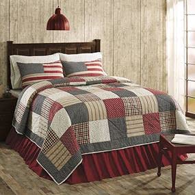 Victory Americana 3-Piece King Size Quilt Set - Black, Red, Khaki & Cream - Soft & Durable Bedding for Cozy Home Decor & Guest Room Comfort