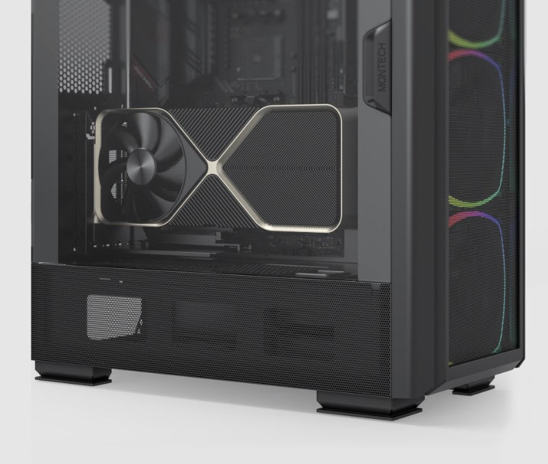 MONTECH SKY TWO GX Mid Tower PC Case - Black & White Tempered Glass Design | High Airflow Gaming Computer Case for Custom Builds | Perfect for Gaming, Streaming & Workstation Setups