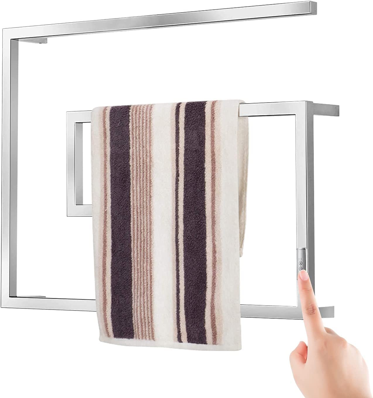 BZXYN 4-Bar Wall Mounted Electric Heated Towel Rack for Bathroom - 304 Stainless Steel Towel Warmer with 2H/4H Timer, Silver | Perfect for Spa, Luxury Bathroom & Hotel Use