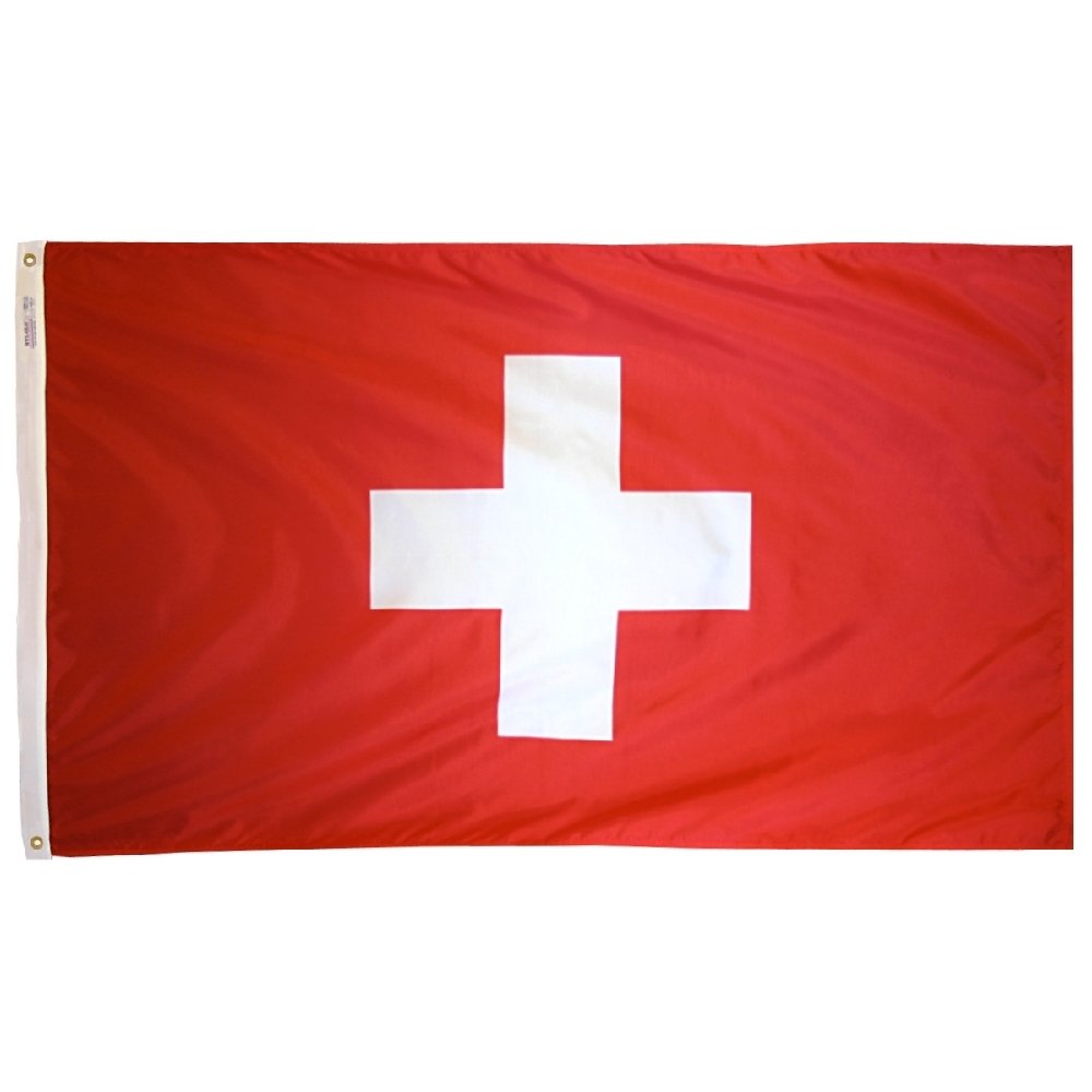 5x8 Feet Switzerland Nylon Flag - All-Weather Durable Outdoor Swiss National Flag with Brass Grommets - Perfect for Parades, Sporting Events & Home Decoration