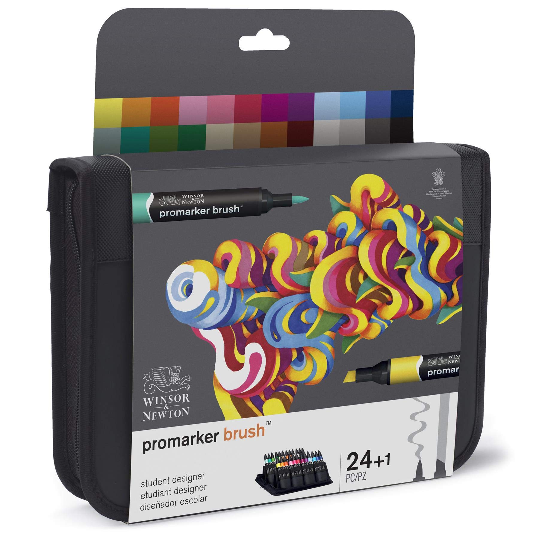 Winsor & Newton ProMarker Brush Set - 24 Colors, Alcohol-Based Markers for Artists, Students & Designers - Perfect for Sketching, Illustration & Calligraphy