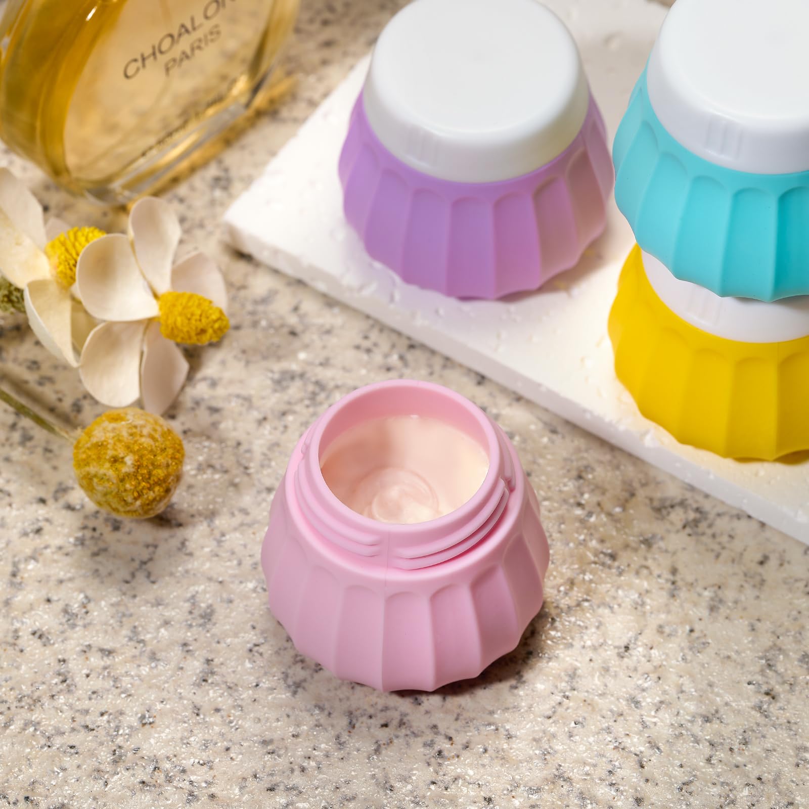 INSFIT Silicone Travel Containers for Toiletries - TSA Approved Leak Proof Cosmetic Jars (3-Pack) | BPA Free Cream Containers for Face Lotion, Shampoo & Skincare | Perfect for Air Travel, Gym Bag & Vacation Essentials