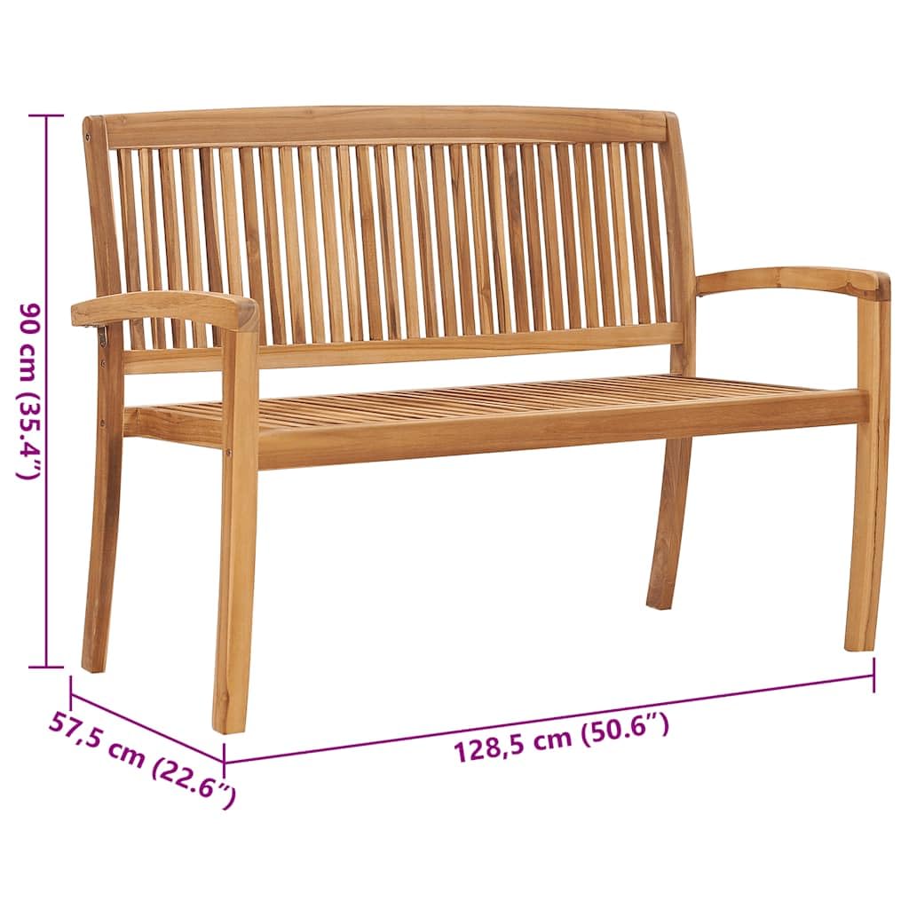 Outdoor Teak Wood Stacking Patio Bench with Cushion - Retro Style Garden Seating for Backyard, Deck, Lawn & Yard - Durable & Weather-Resistant for Outdoor Relaxation & Entertaining