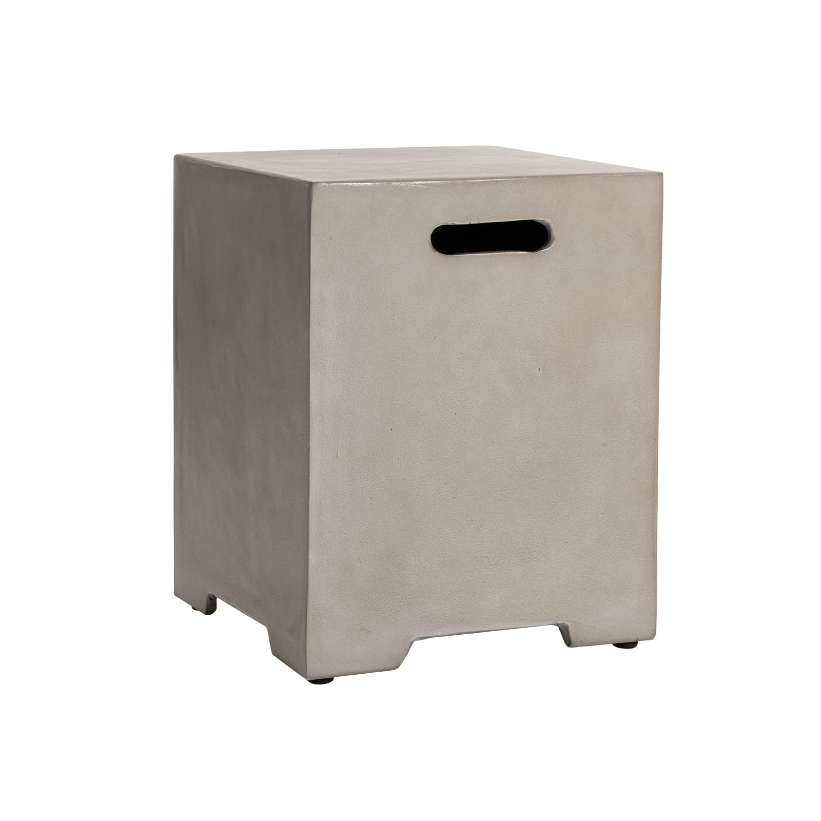 HOMPUS 16 Inch Propane Tank Cover Table - Fire Pit Gas Tank Hideaway, 20lb Gallon Concrete Grill Storage Box, Outdoor Side Table for Patio, Backyard, Deck - Natural Grey for Camping & BBQ Parties
