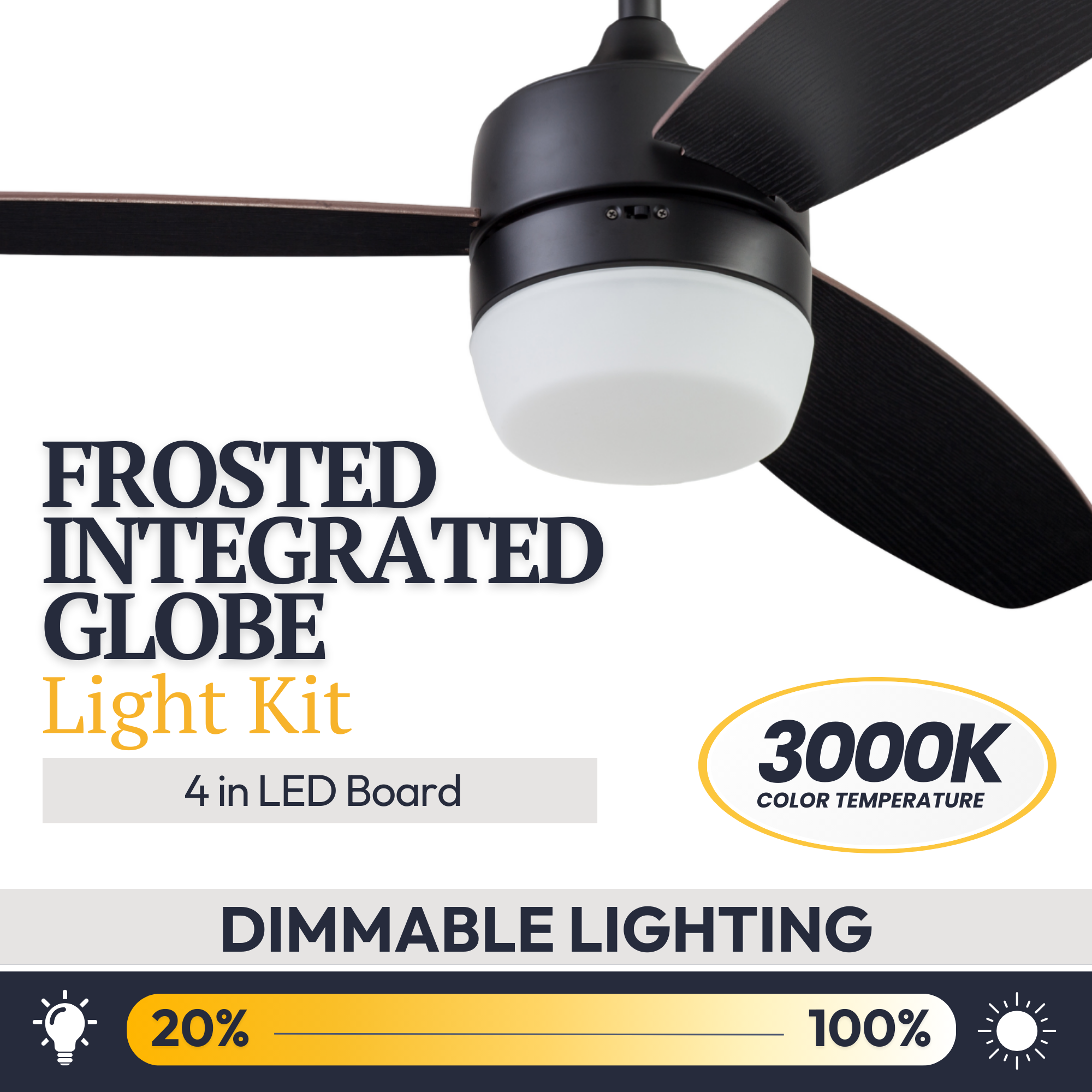52 Inch Smart Ceiling Fan with Remote Control - Matte Black Finish - Quiet Operation, Energy Efficient - Perfect for Living Room, Bedroom, and Office Spaces