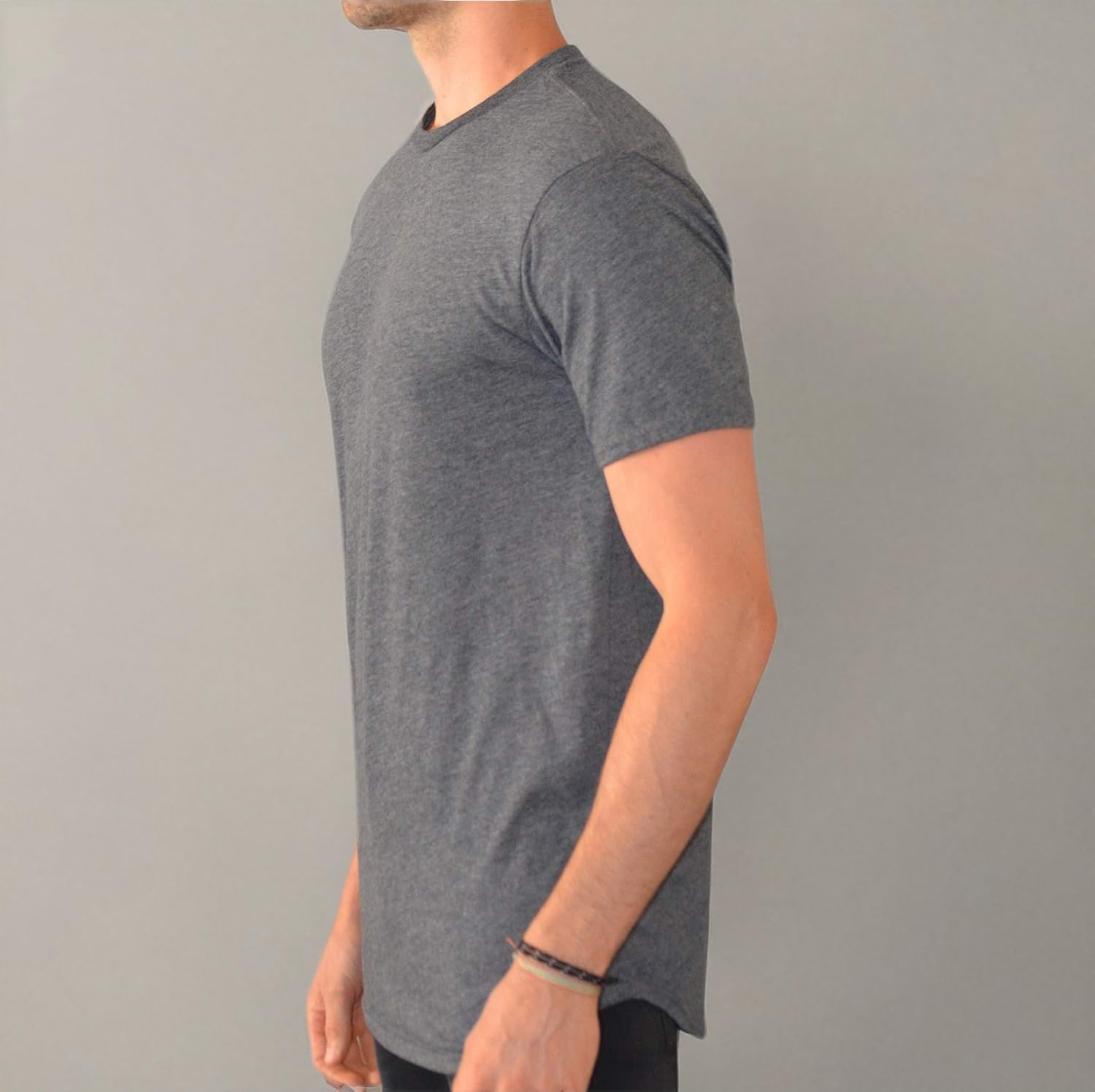 Tall Men's Curved Hem Long Drop Tail T-Shirt - Slim Fit Casual Tee for Tall Guys | Perfect for Everyday Wear, Layering & Street Style