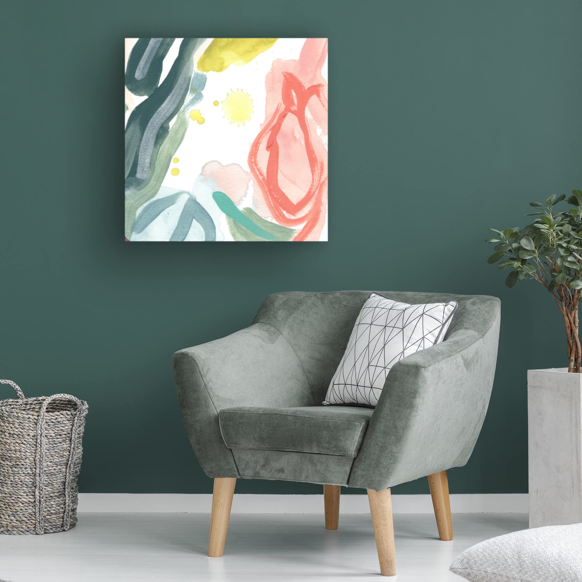 Trademark Fine Art 'Tropical Impulse V' Canvas Wall Art by June Erica Vess - Vibrant Tropical Painting for Living Room, Bedroom & Office Decor