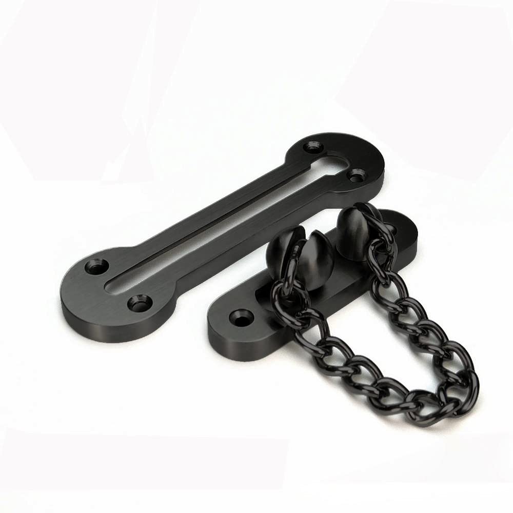 V-CORME 3mm Extra-Thick Stainless Steel Door Chain Lock - SS304 Heavy Duty Security Chain for Interior Doors (Black) | Home Safety, Apartment Protection & Rental Property Security