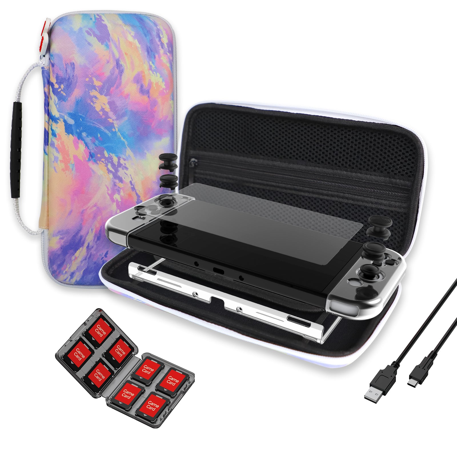 NexiGo Protective Carrying Case & Game Accessories Kit for Nintendo Switch OLED - Travel Storage & Gaming On The Go