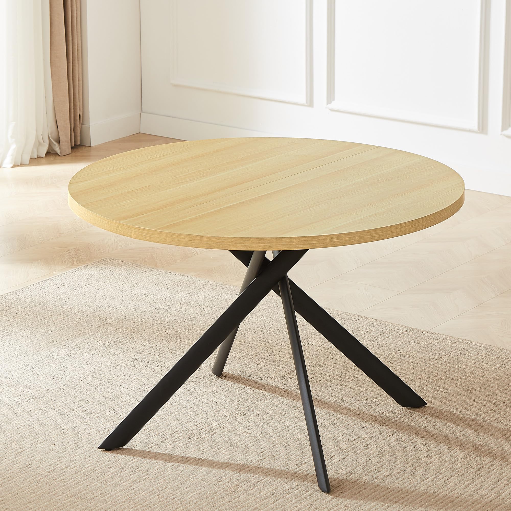 45.3 Inch Modern Round Dining Table for 4 - Space-Saving Kitchen Table with Sturdy Carbon Steel Legs for Small Apartments, Breakfast Nook & Cozy Dining Areas - Perfect for Family Meals & Entertaining Guests (Cat's Paw Design)
