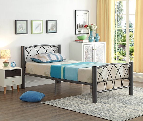 Grey Metal Bed Frame with Mattress Support - Sturdy & Durable Platform Bed for Bedroom, Guest Room, or Dorm - Easy Assembly & Modern Design