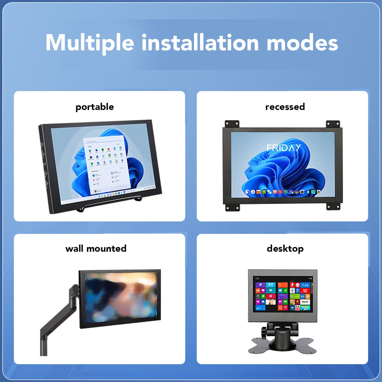 10in Portable External Monitor with 178° Viewing Angle, 1280x800 HD Resolution, Dual Speakers - USB HDMI Multimedia Display for Laptop, PC, DVR - Perfect for Work, Gaming & Travel