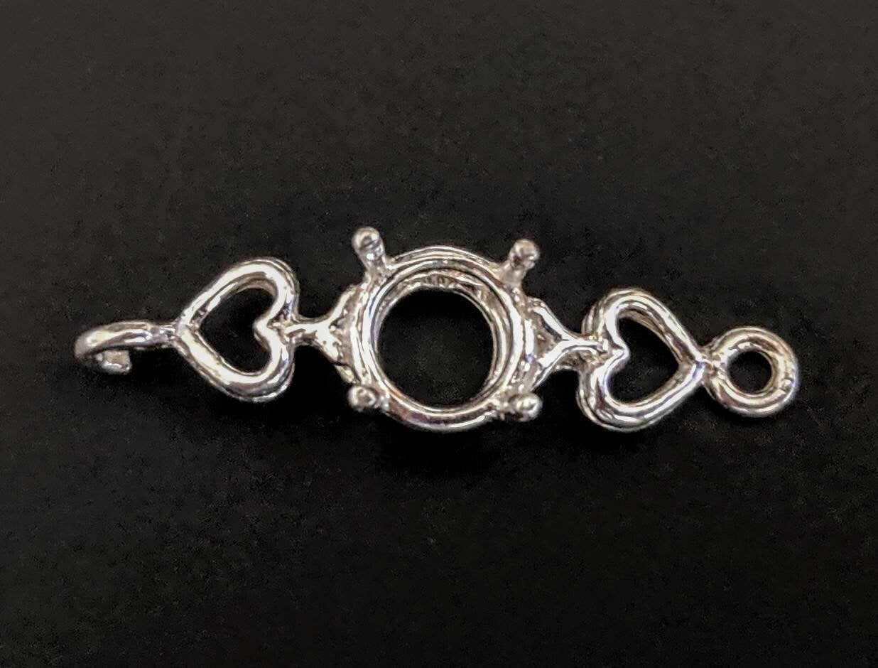 Solid Sterling Silver or 14kt Gold Heart Link Bracelet with 6 8mm Round Stones - DIY Custom Jewelry Making Kit for Handmade Bracelets - Perfect for Gifts, Weddings & Special Occasions