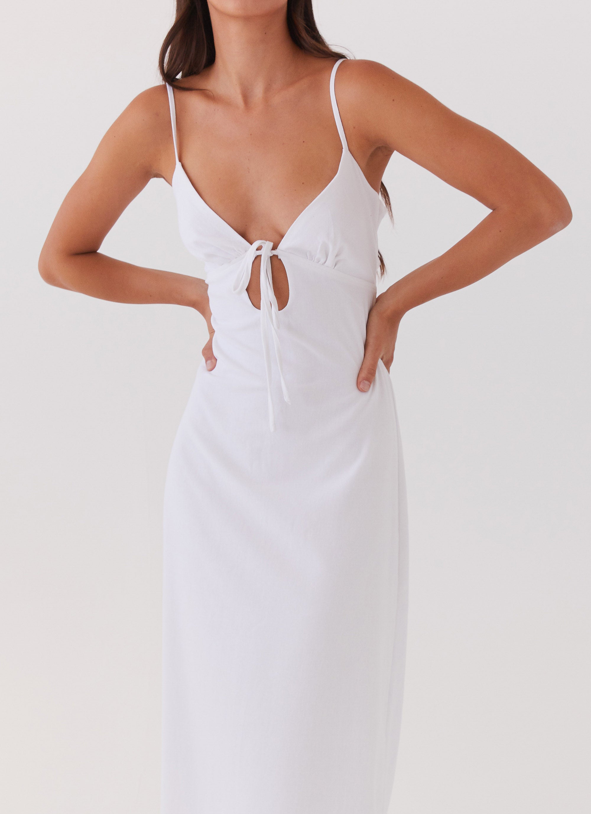 Flora Linen Maxi Dress - White | Women's Boho Summer Dress | Perfect for Beach Vacations & Casual Outings