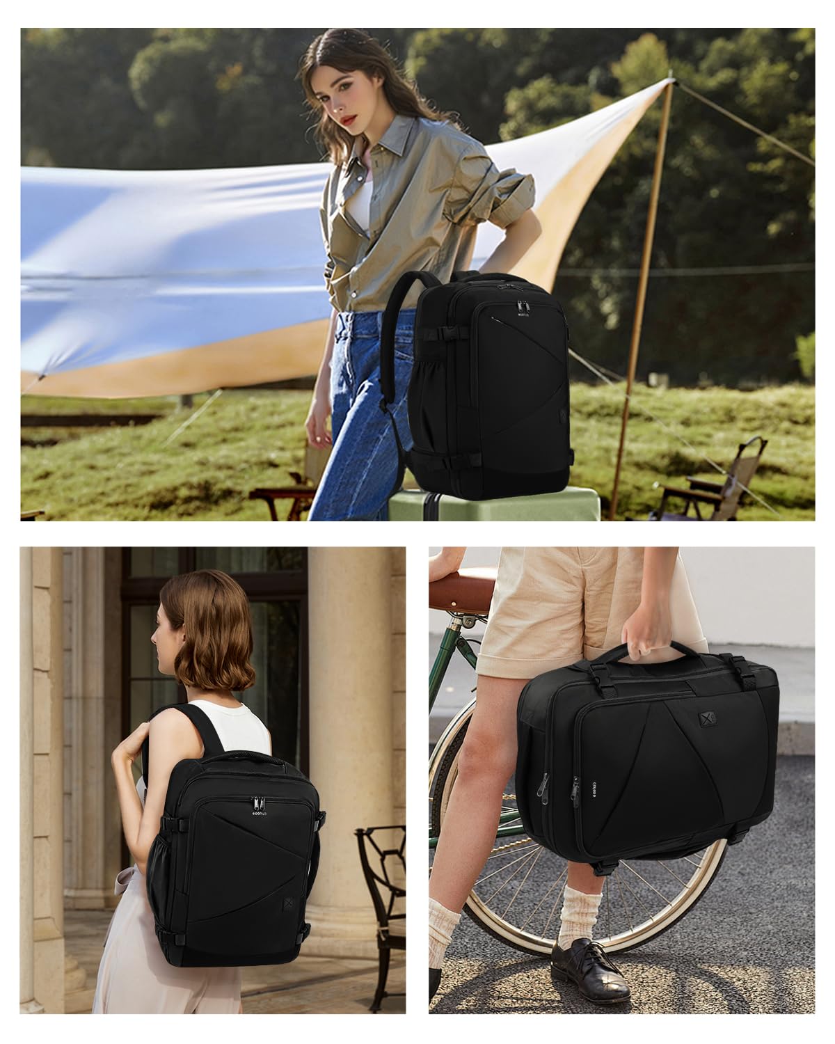 ECOHUB Expandable 30L Carry On Backpack - 17 Inch Water Resistant Laptop Backpack with 12 Pockets, Wet Pocket & USB Cable Slot | Airline Approved Personal Item (18x14x8) | Perfect for Business Travel, College Students & Daily Commute
