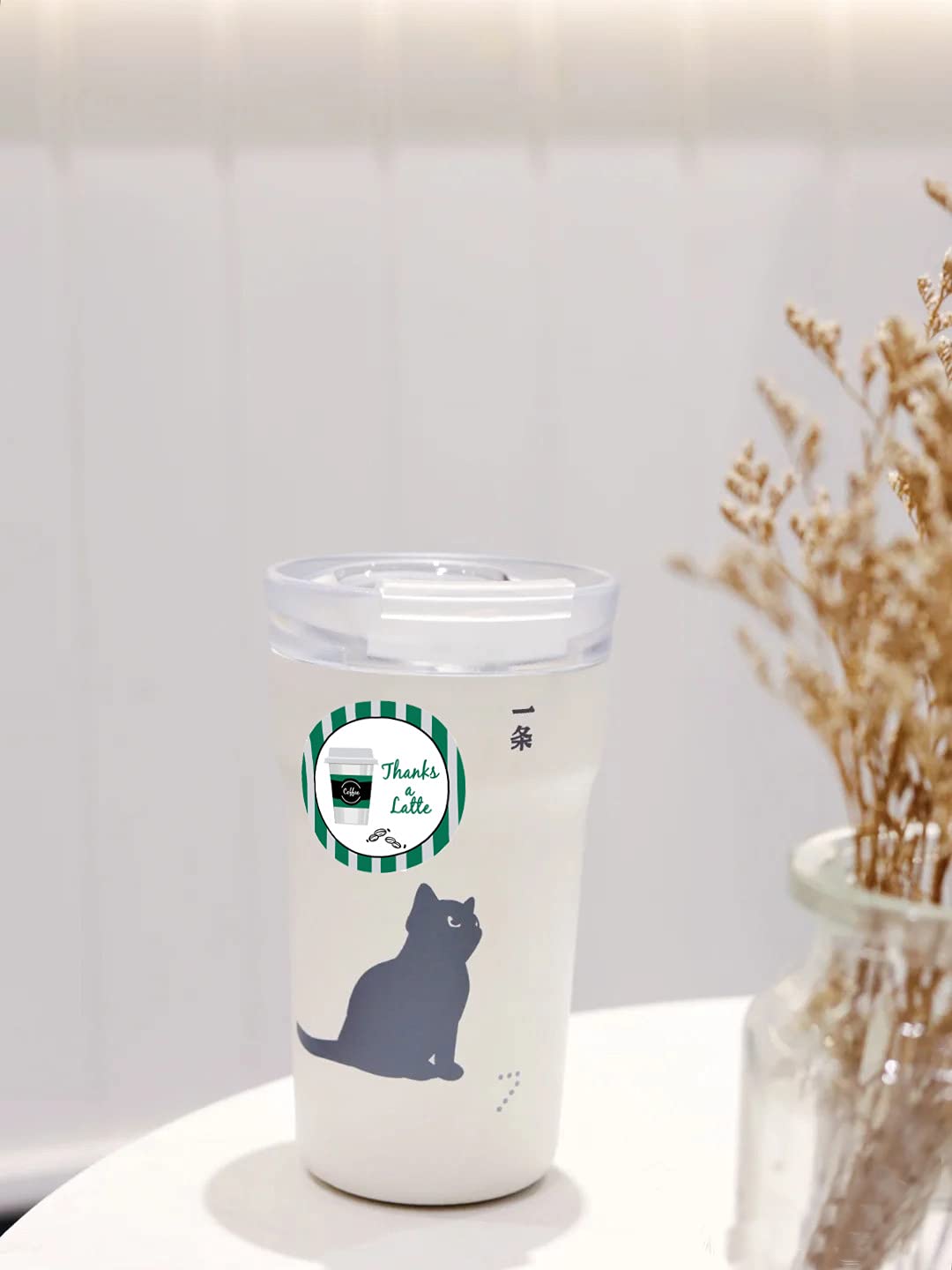 Thanks A Latte Stickers 1.5 Inch - 500 Pcs Customer Appreciation Labels for Favors Bags, Envelope Seals & Goodie Bags - Perfect for Small Business & Cafe Use - Ideal for Thank You Gifts, Coffee Shop Rewards & Party Favors
