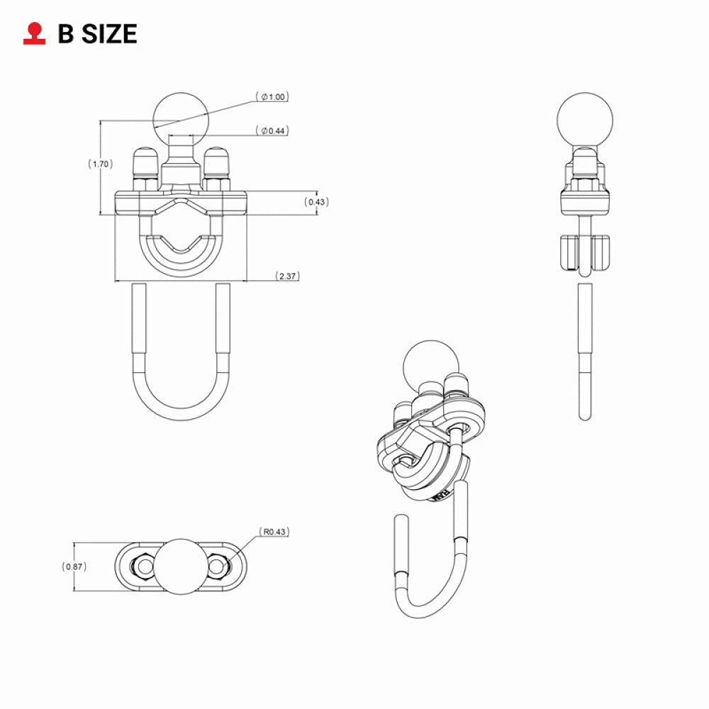 RAM MOUNTS Handlebar U-Bolt Base for 0.5