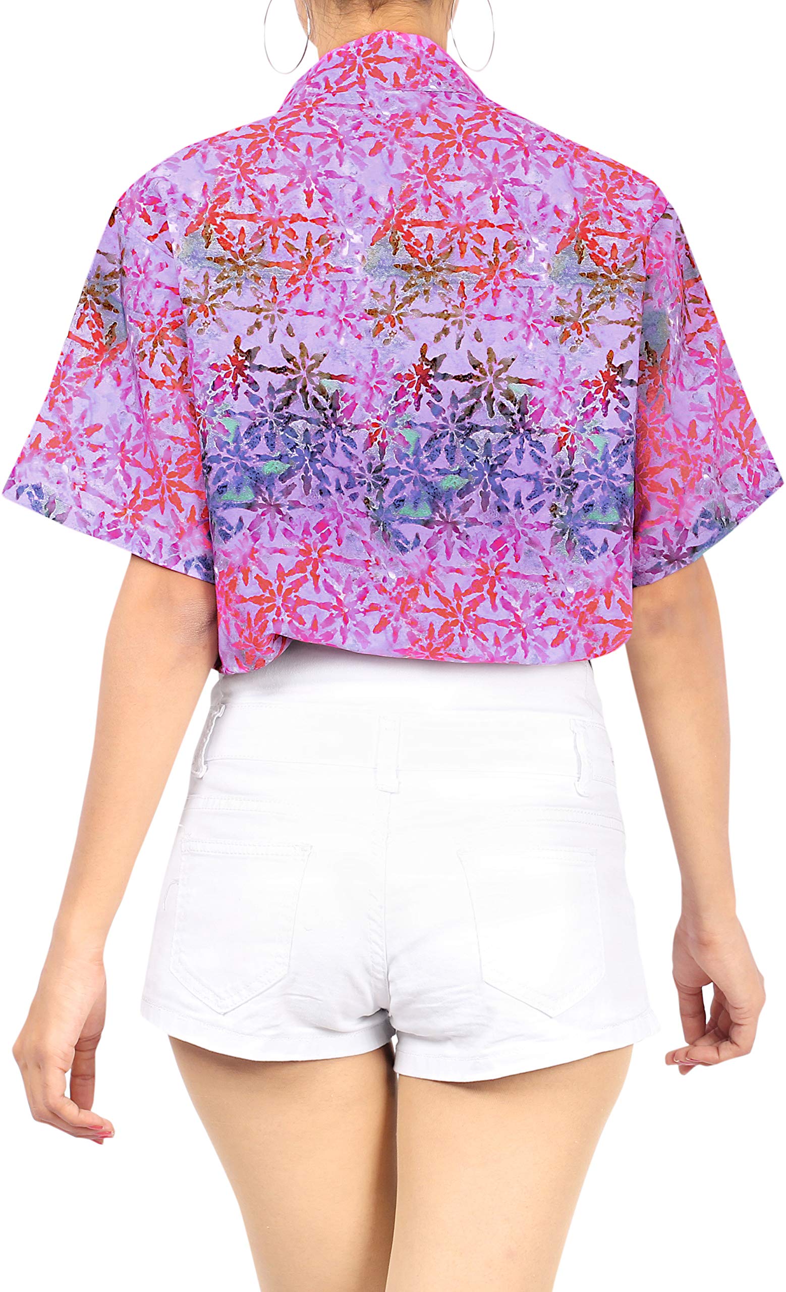 Happy Bay Women's Hawaiian Beach Shirt - Floral Print Short Sleeve Blouse for Vacation, Summer Outfits & Tropical Getaways