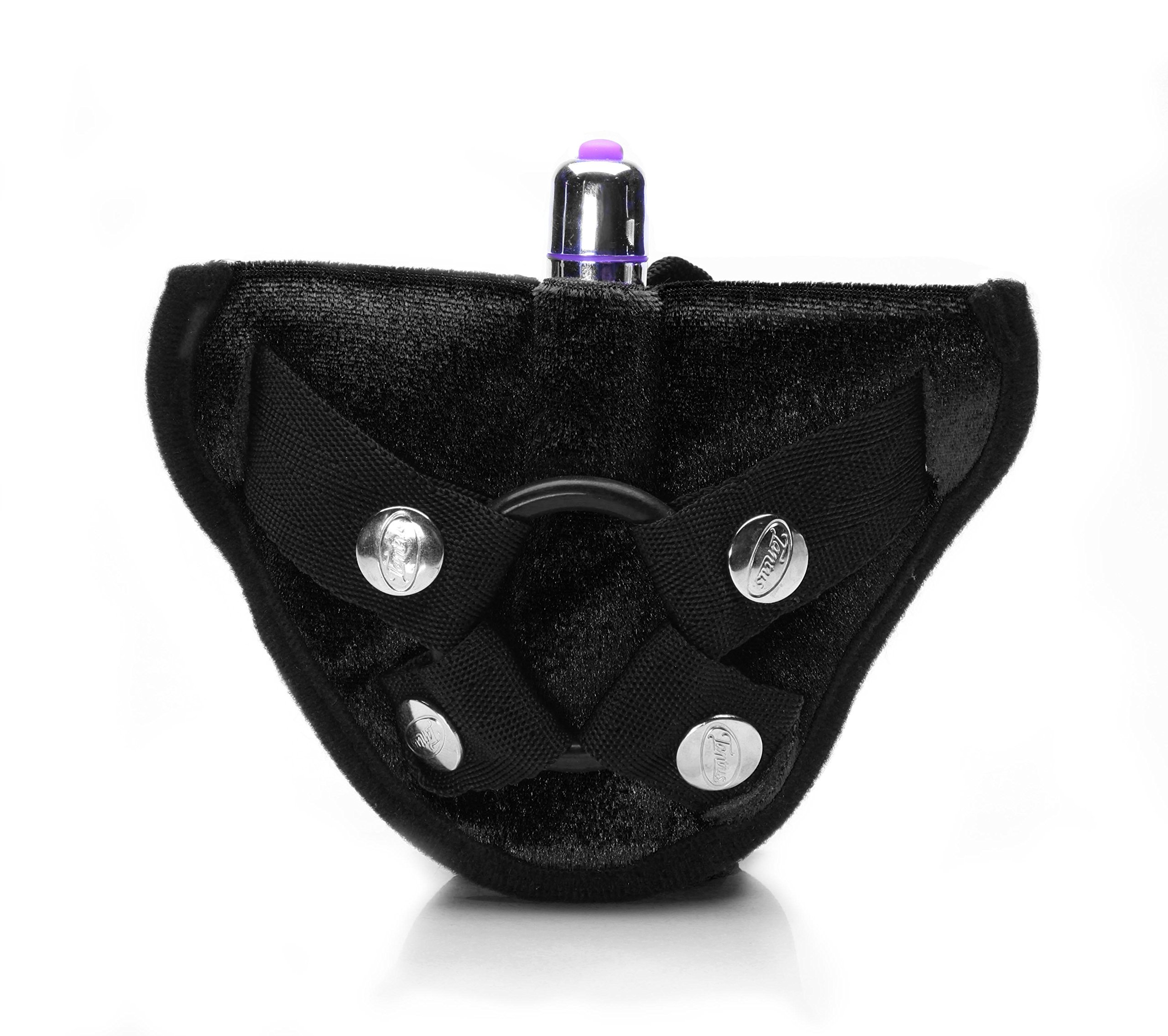 Tantus Vibrating Velvet Strap-On Dildo - Waterproof, Soft & Adjustable Strapless Harness for Women, Men & Couples - Black | Perfect for Solo Play, Couples Fun & BDSM Exploration