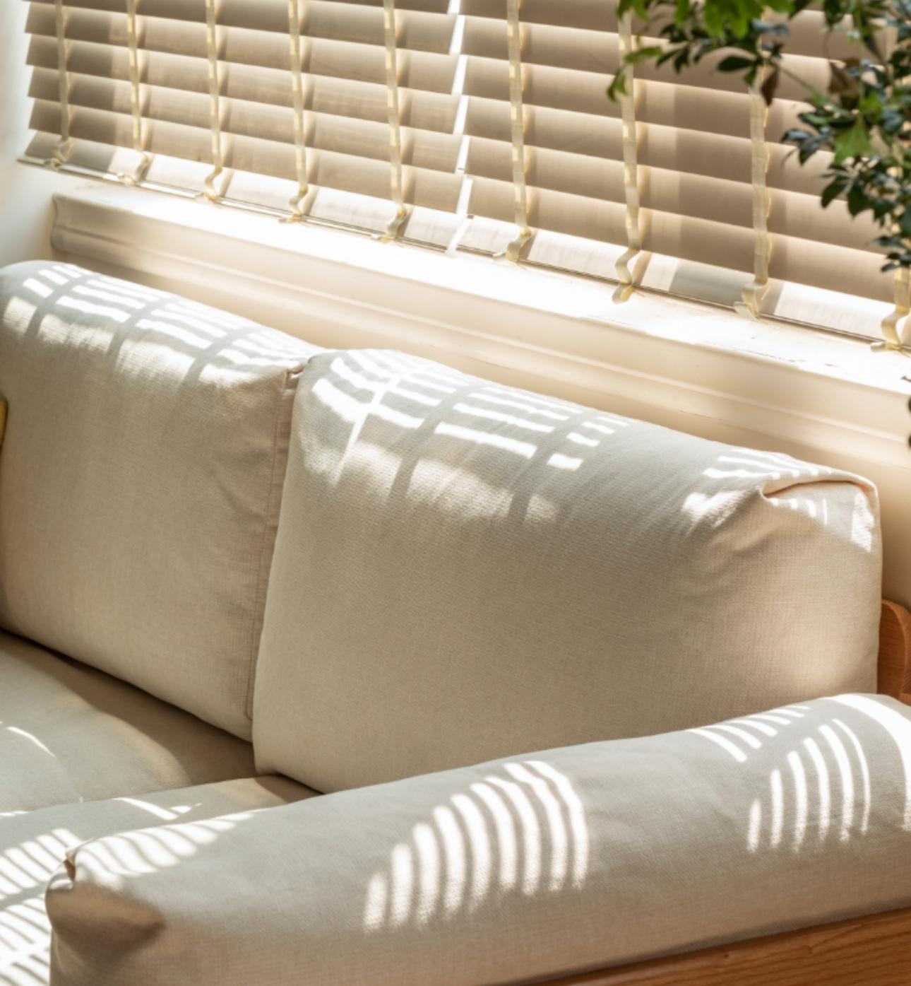 Modern Oak Solid Wood Straight Floor Sofa - Elegant & Durable Living Room Seating for Home, Office, or Lounge Areas