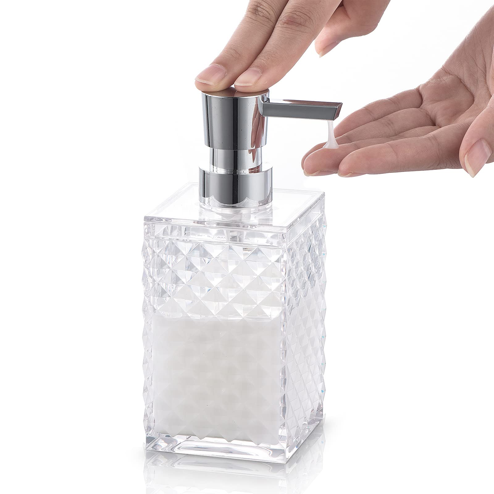 6-Piece Clear Acrylic Bathroom Accessories Set - Toothbrush Holder, Cup, Soap Dispenser, Toilet Brush Set & Soap Dish | Modern Bathroom Decor | Housewarming Gift for New Home, Apartment or Dorm