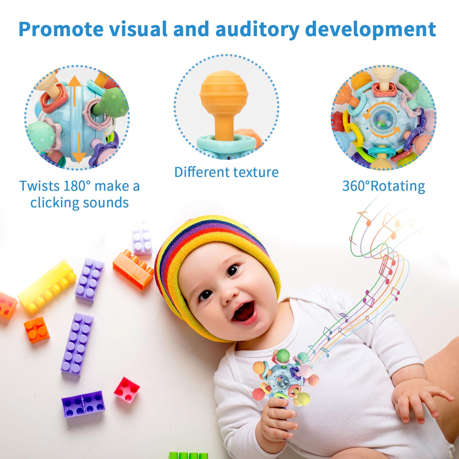 Accevo Baby Teething Toys - Soft Silicone Teether for Infants 6-12 Months | Soothing Chew Toy for Sore Gums, Montessori Sensory Toy for Newborns | Perfect for Daycare, Travel & Home Use