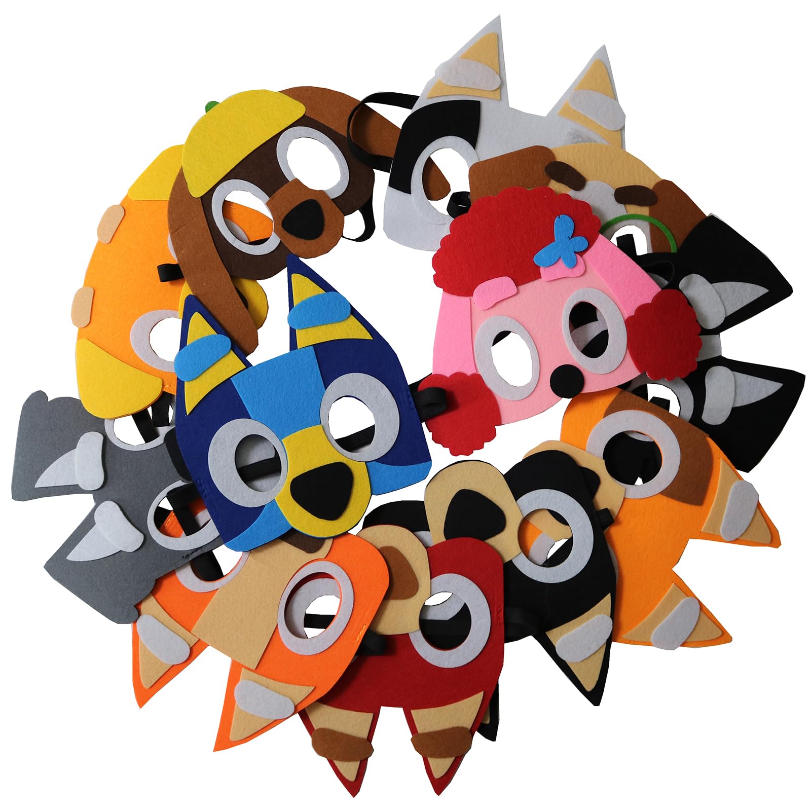 24 Pack Puppy Dog Felt Masks - Kids Party Favors, Dog Theme Birthday Supplies, Halloween Costume Accessories for Boys & Girls - Perfect for Dress Up, Birthday Parties & Halloween Cosplay