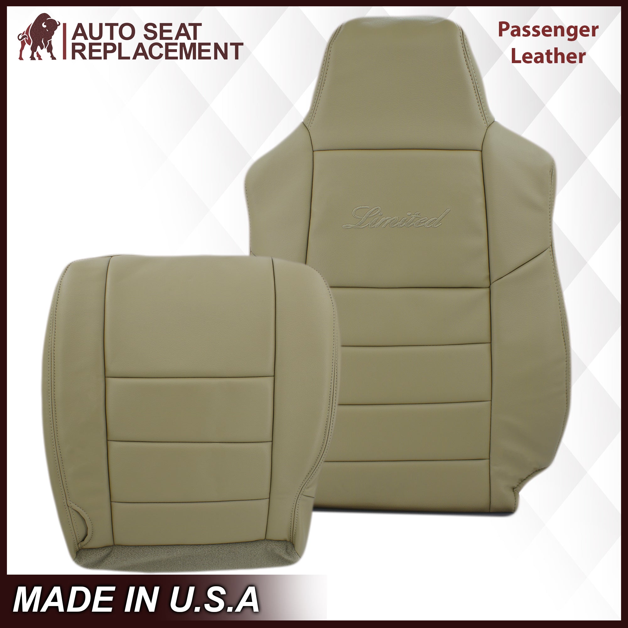 2002-2005 Ford Excursion Limited Tan Leather Seat Covers - Custom Fit Front & Rear Bench - Waterproof & UV Protection for Trucks & SUVs - Perfect for Road Trips, Camping & Off-Road Adventures