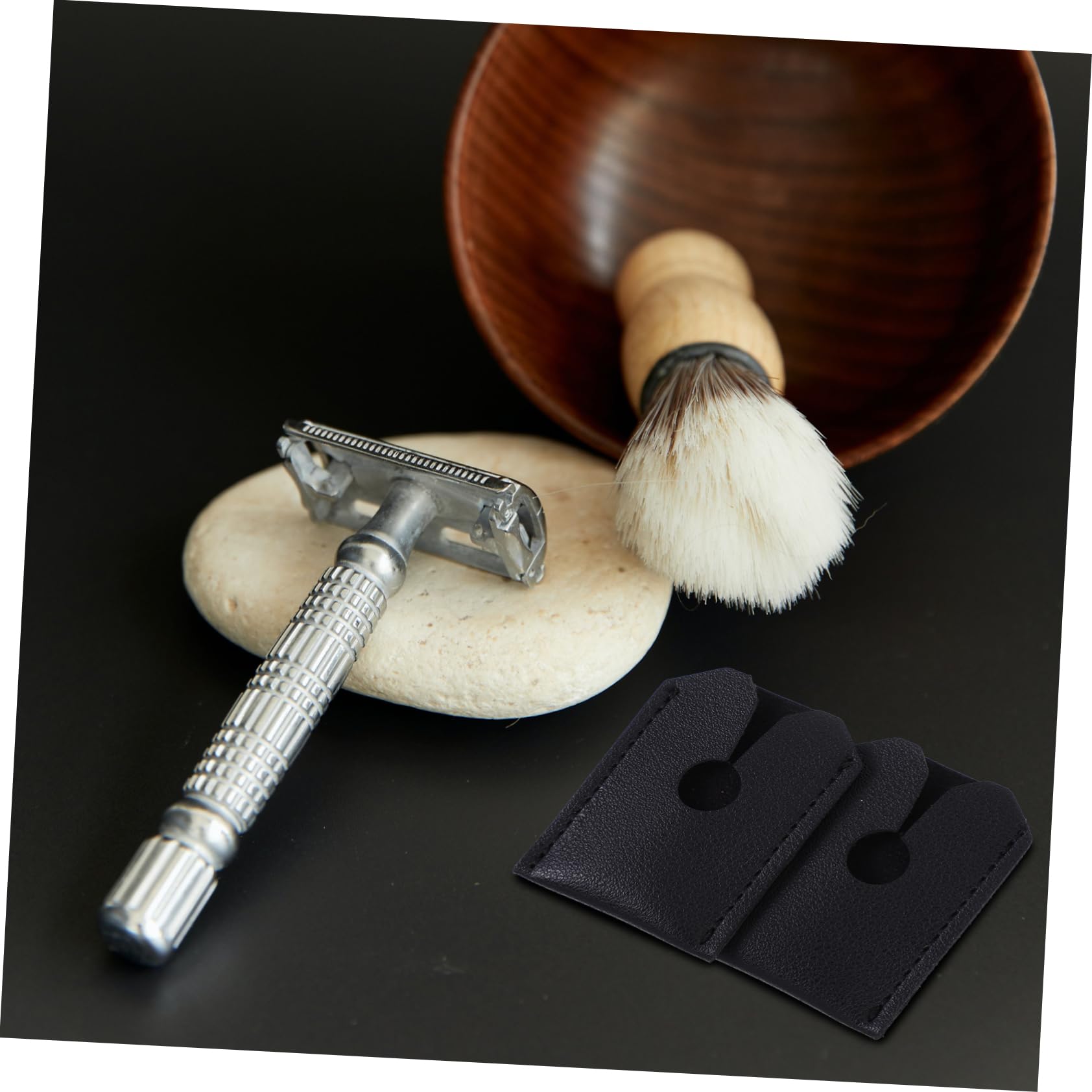 Premium Leather Razor Travel Case - Anti-Scratch Manual Shaver Head Protector | Compact Storage for Safety Razors & Shaving Kits | Perfect for Travel, Gym & Daily Use