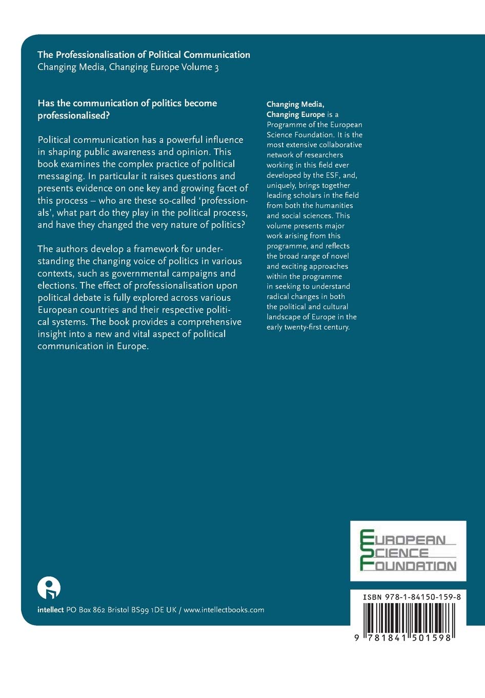 The Professionalization of Political Communication - Volume 3 | Changing Media, Changing Europe | Political Science Books for Academics & Researchers