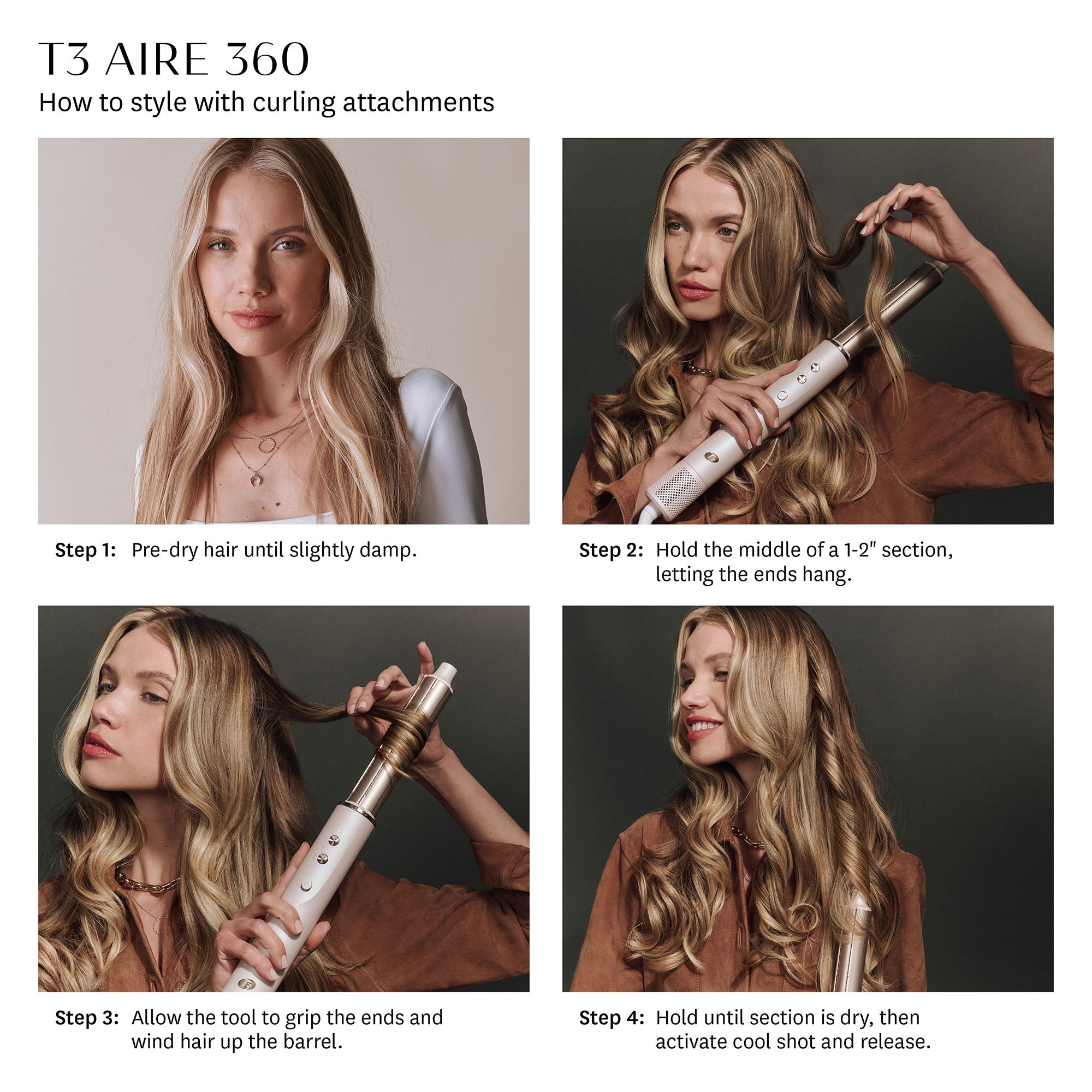 T3 Aire 360 Hair Dryer - Professional Ionic Blow Dryer with Tourmaline Technology for Fast Drying & Frizz Control - Perfect for Home Salon Use & Travel Styling