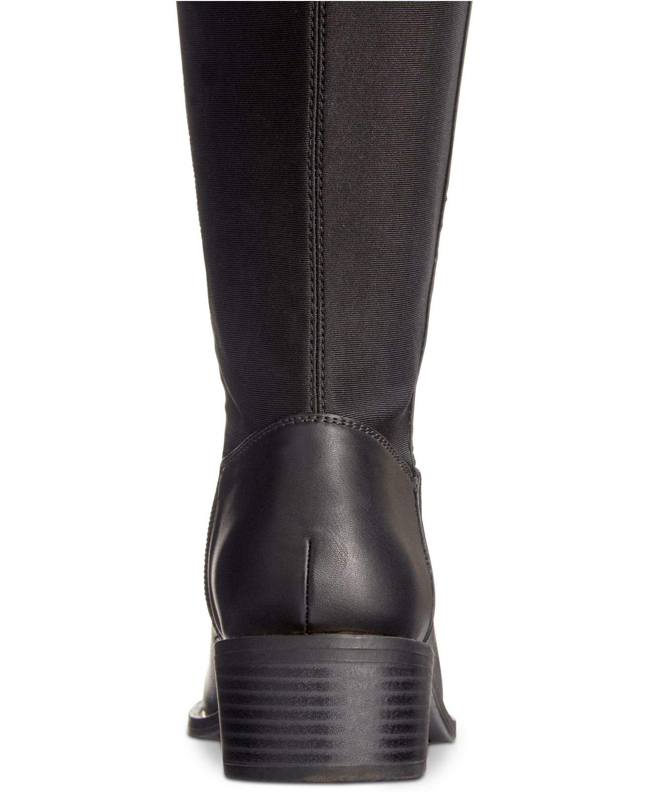 Material Girl Women's Darcell Leather Over-the-Knee Boots - Black, Size 6.0, Almond Toe | Stylish Winter Fashion & Night Out Essential