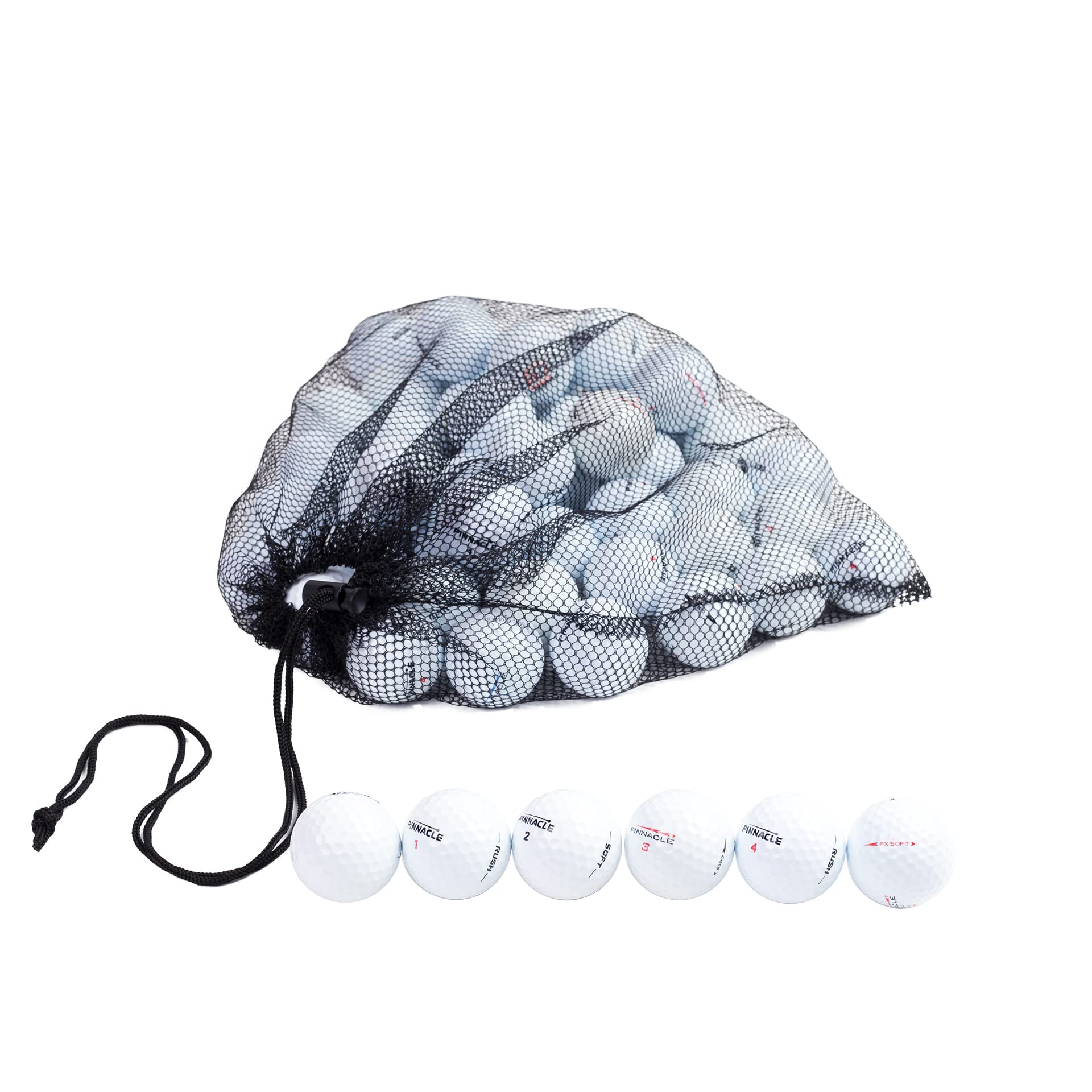 Premium Recycled Pinnacle Golf Balls - 48 Near Mint Used Golf Balls Bulk Pack with Mesh Carry Bag | Eco-Friendly, Cost-Effective Practice Balls for Driving Range, Backyard Training & Course Play