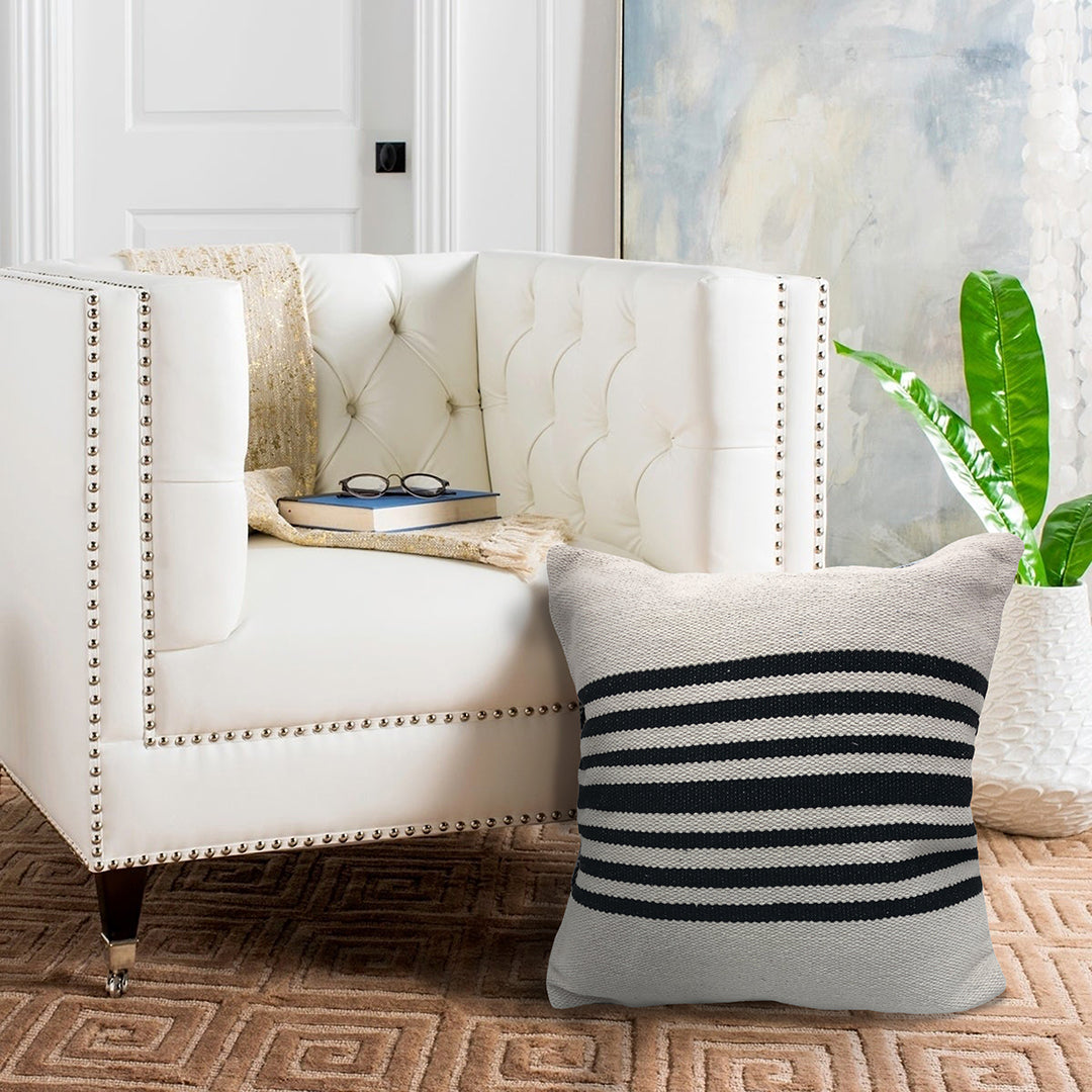 Black and White Striped Square Decorative Throw Pillow - Perfect for Sofa, Bed, and Living Room Decor