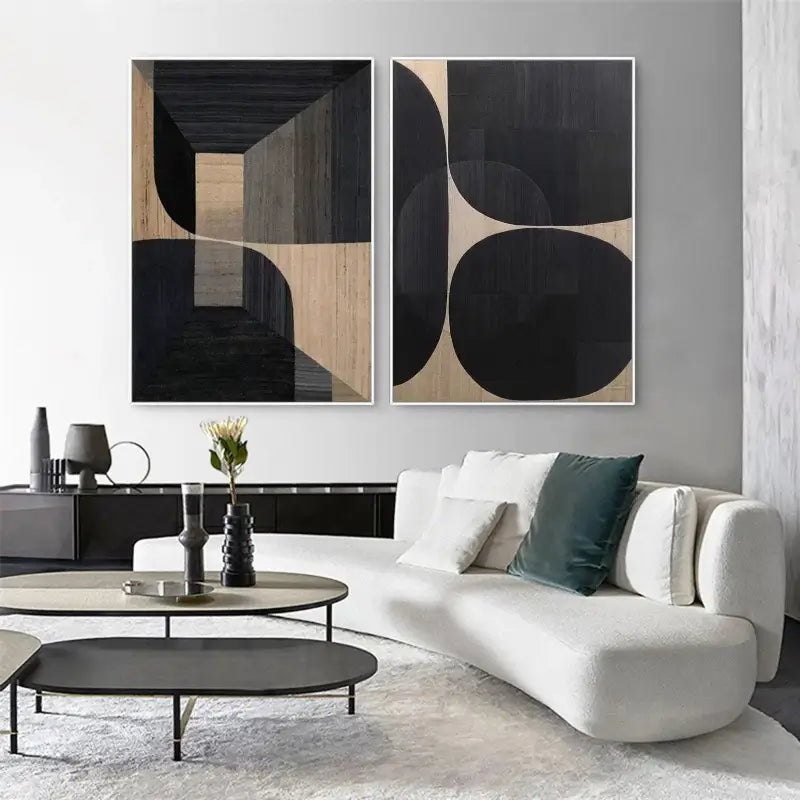 Abstract Tranquility Wall Art Set of 2 - Modern Minimalist Canvas Paintings for Living Room, Bedroom & Office Decor #WS023