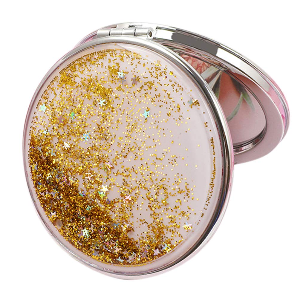Easnea Compact Travel Makeup Mirror for Women - Gold Round Folding Magnifying Cosmetic Mirror, Purse Size Portable Beauty Mirror | Perfect for On-the-Go Touchups, Travel, Home & Office Use