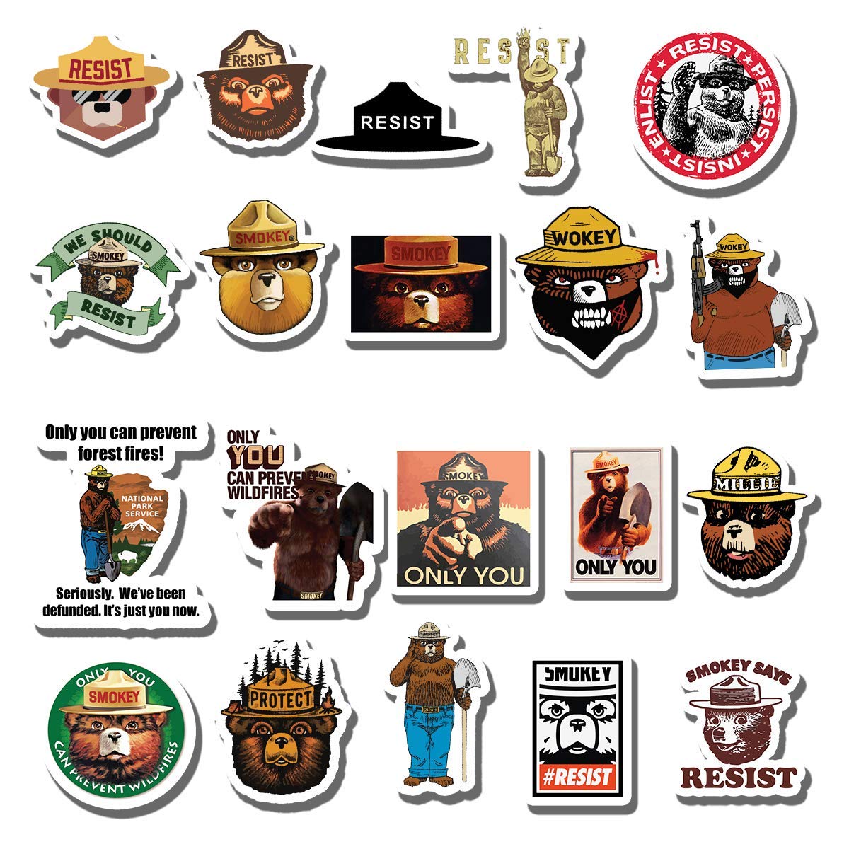 20-Piece Smokey Aesthetic Vinyl Stickers - Waterproof, Colorful Decals for Water Bottles, Laptops, Scrapbooking, Luggage, Guitars & Skateboards - Perfect for DIY Crafts, School Supplies & Personalizing Your Belongings